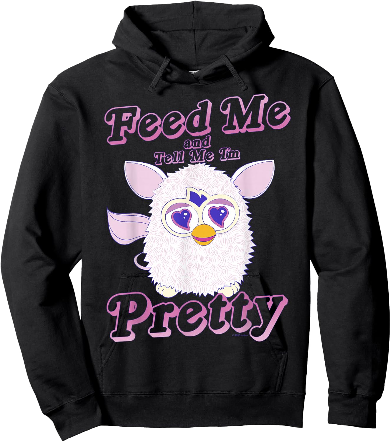 Furby Feed Me And Tell Me I'm Pretty Cute Logo Portrait Hoodie - Hoodie | Black