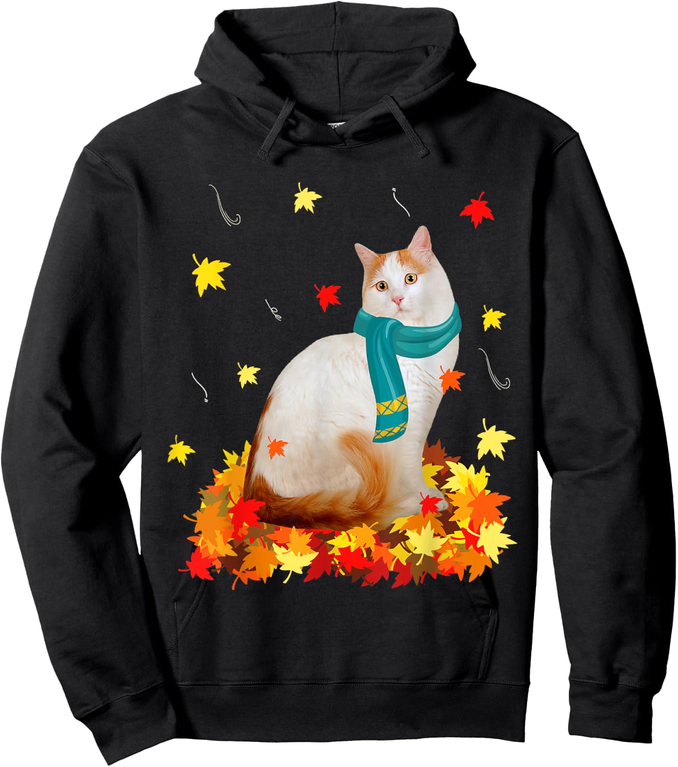 Fun Turkish Van Thanksgiving Autumn Cat Kitten Lover Hoodie - Hoodie | Black