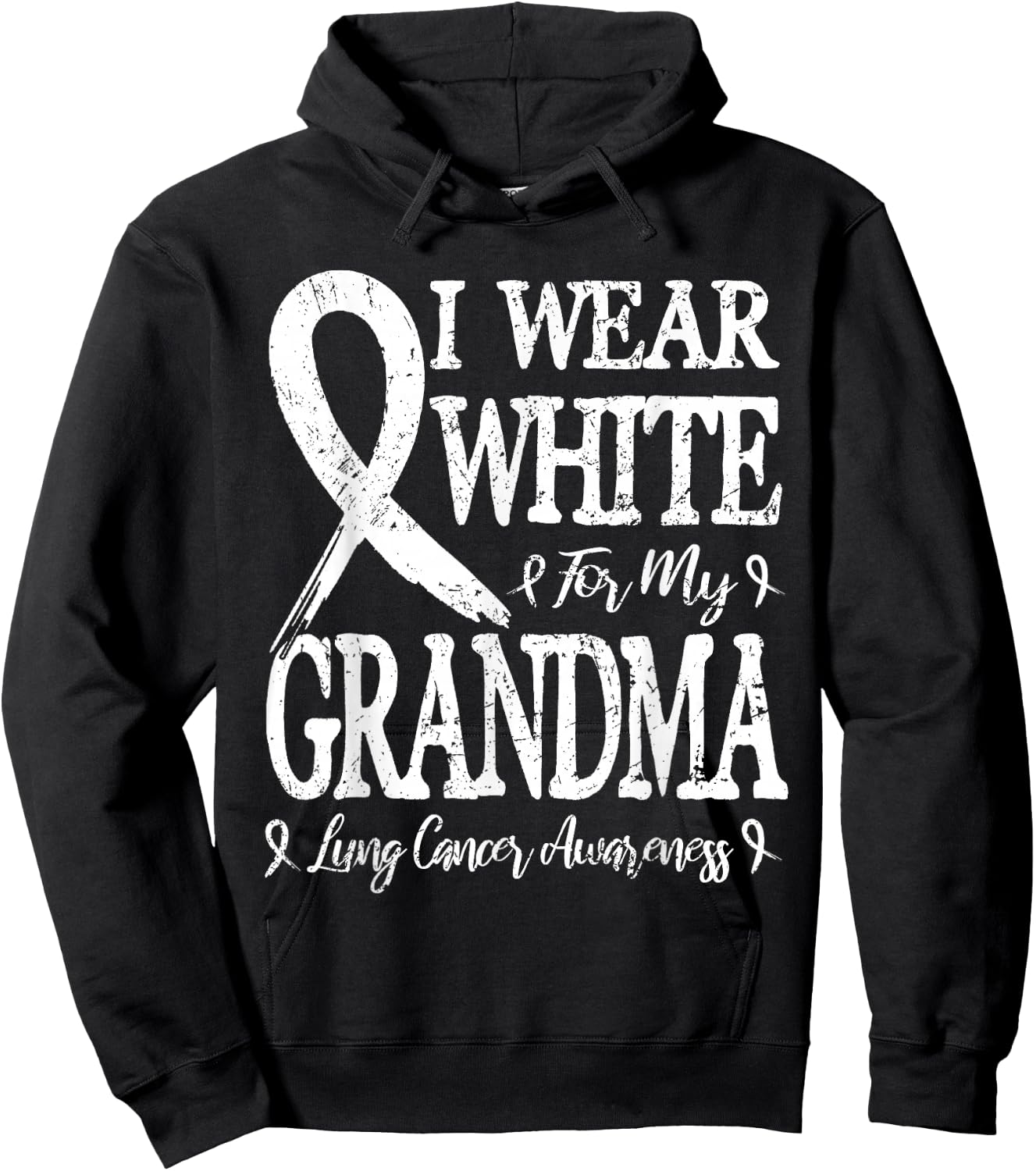I Wear White For My Grandma Lung Cancer Hoodie - Hoodie | Black