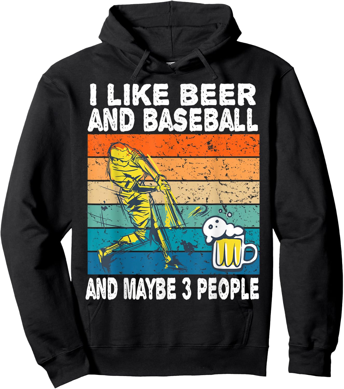 I Like Beer and Baseball and Maybe 3 People Baseball Beer Hoodie - Hoodie | Black