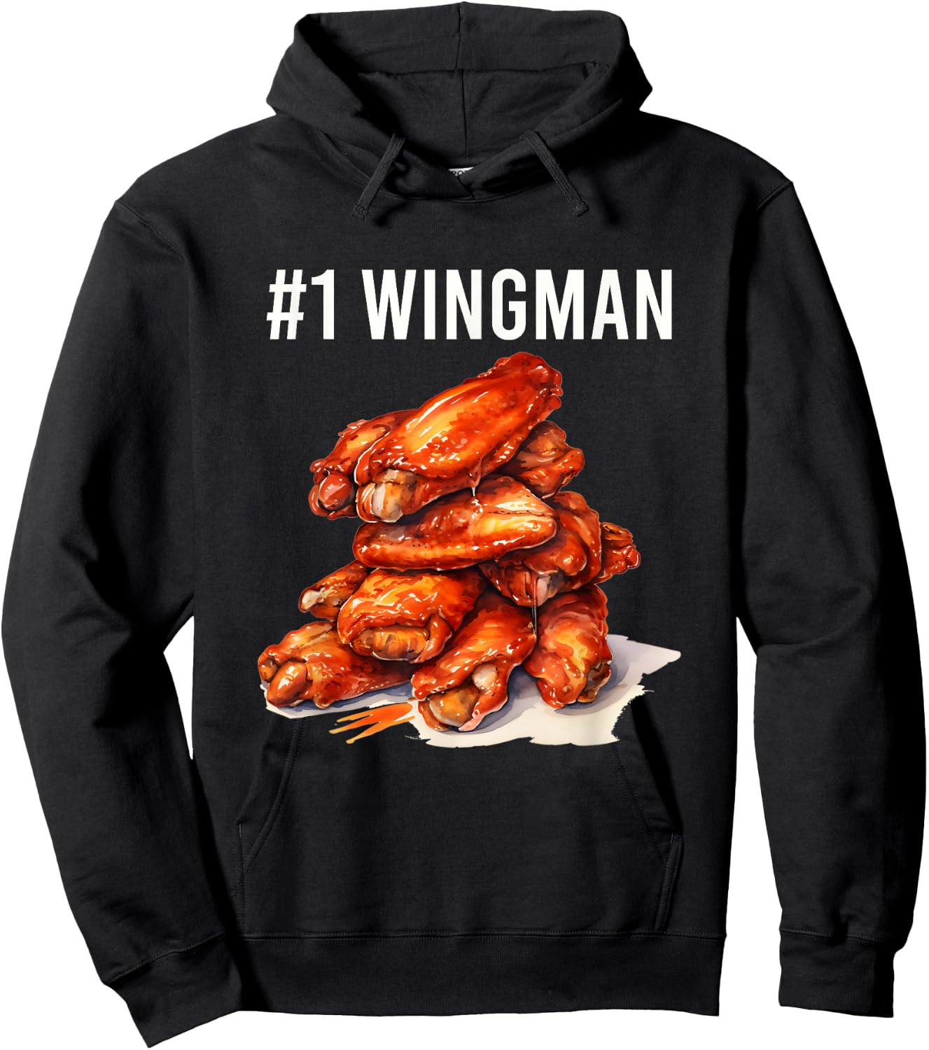 Funny Number 1 Wingman Foodie Fried Chicken Wings Food Lover Hoodie - Hoodie | Black