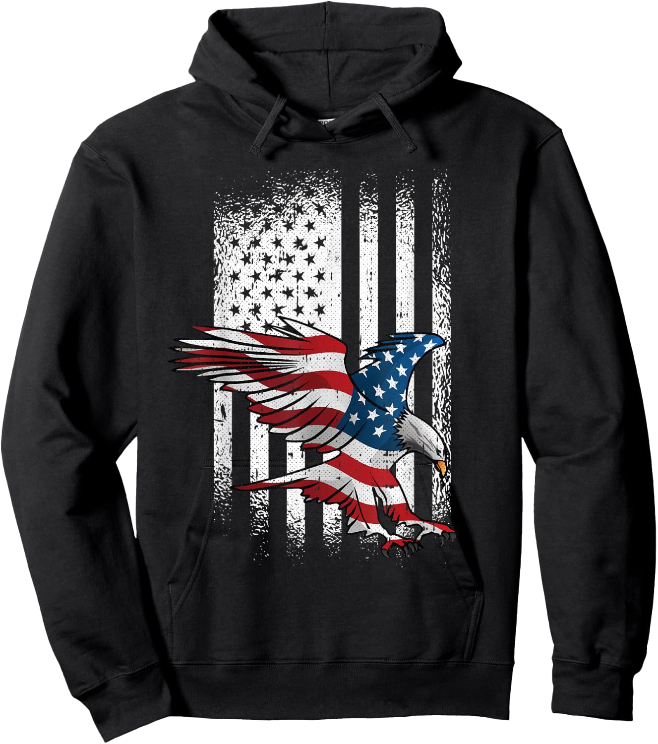 American Flag Eagle 4th of July Independence Day Patriotic Hoodie - Hoodie | Black