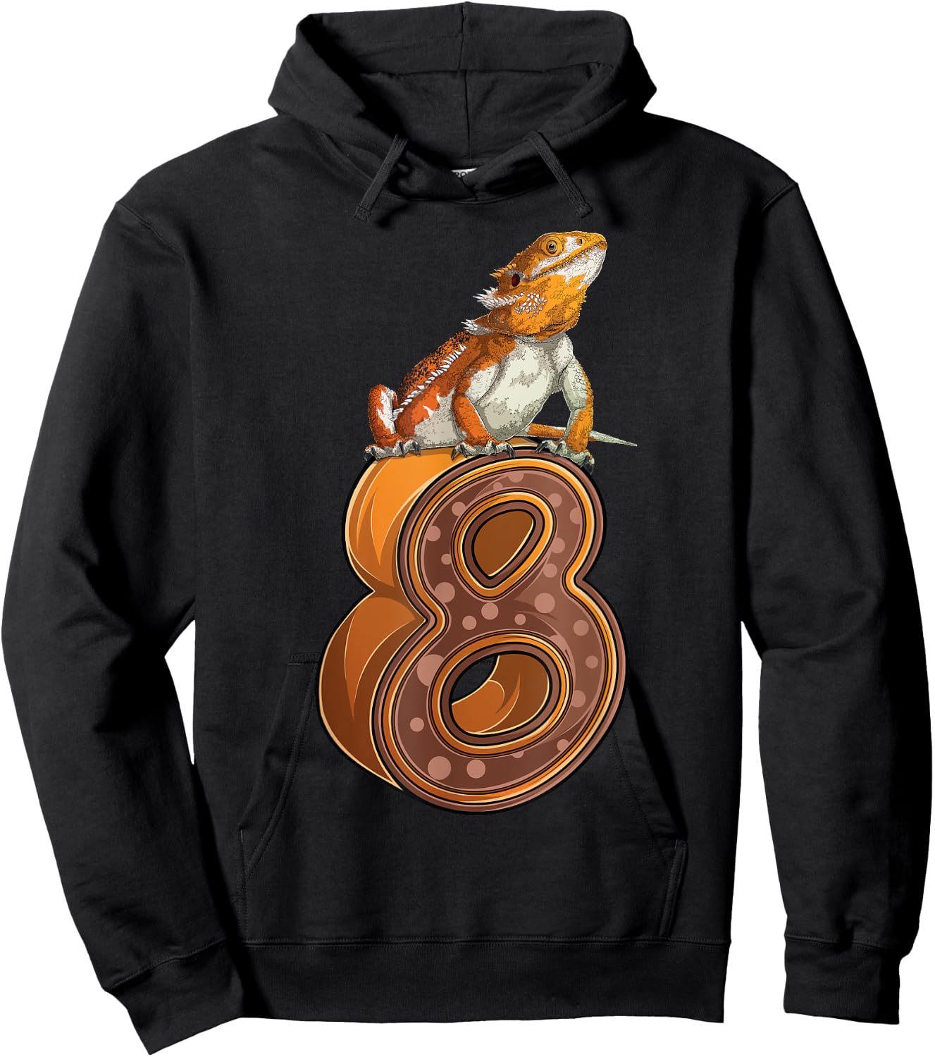 8 Year Old Bearded dragon Reptile 8th Birthday Party B-day Hoodie - Hoodie | Black