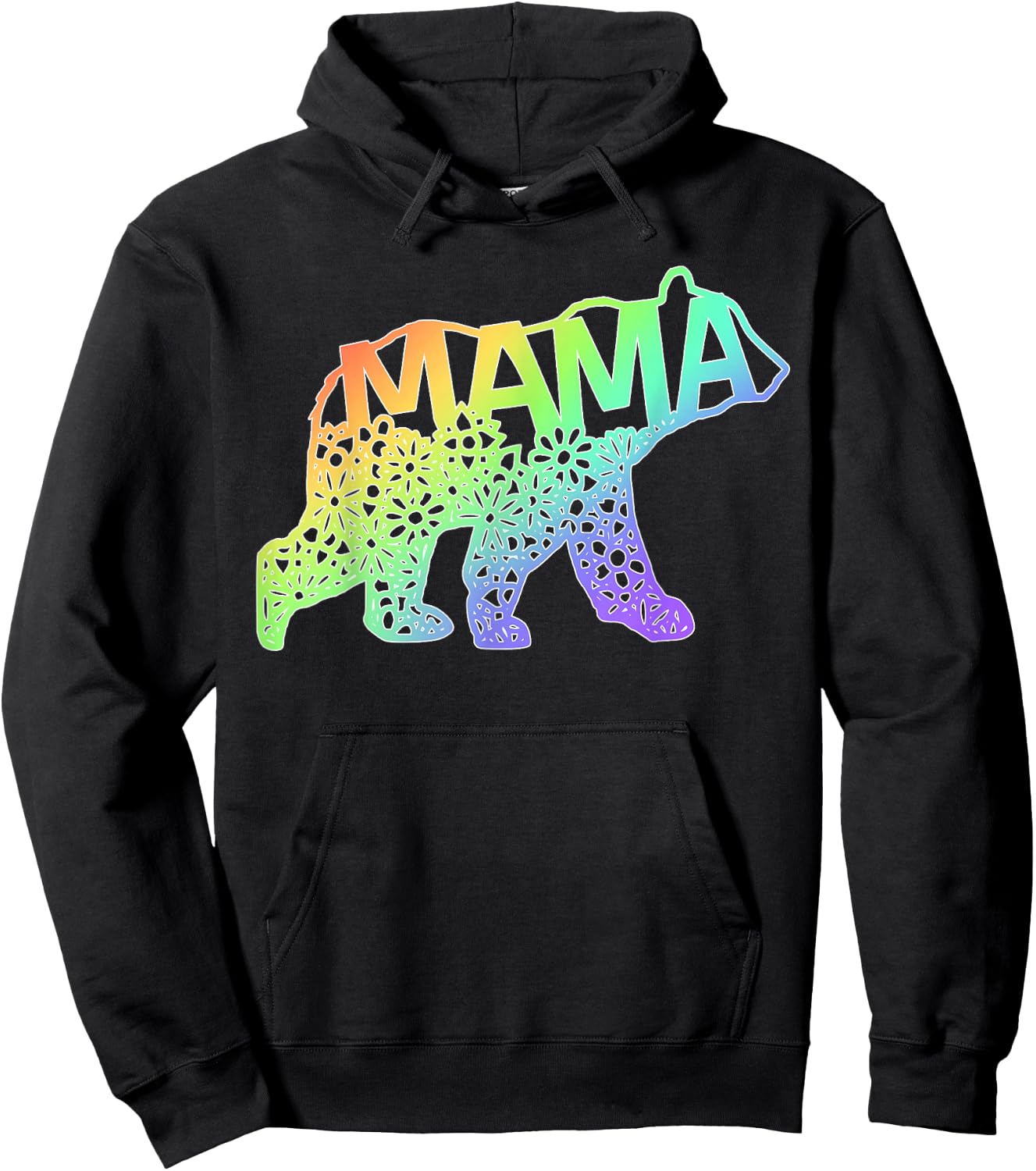 Mum Bear Tie Dye Rainbow Purple Blue Pink Yellow Gift Hoodie - Hoodie | Black