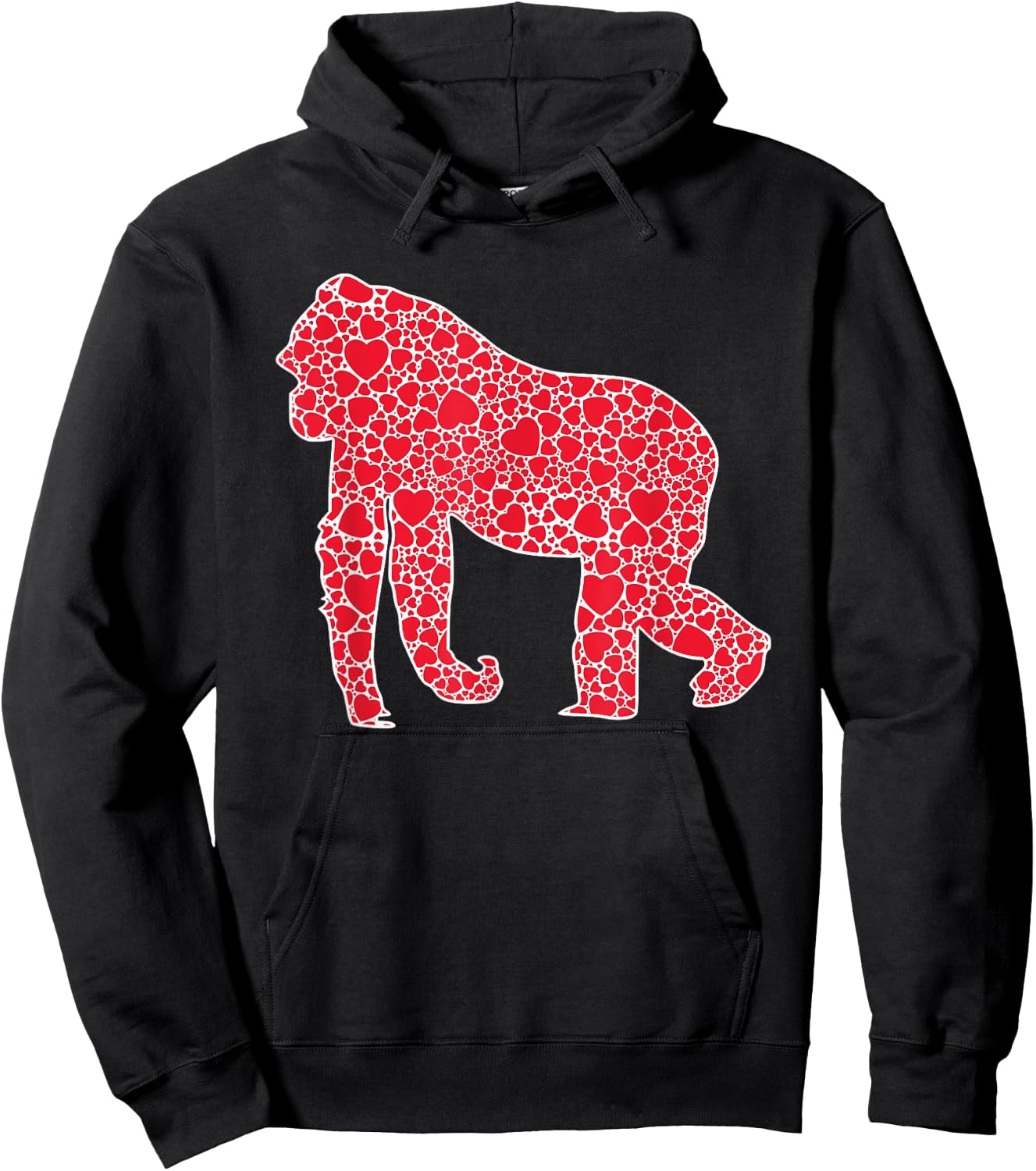 Gorilla Hearts Valentine's Day Ape Animal Lover Girl Gift Hoodie - Hoodie | Black