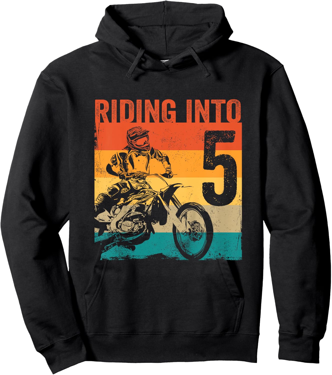 Kids Motocross 5 Years Old Dirt Bike 5th Birthday Party Hoodie - Hoodie | Black