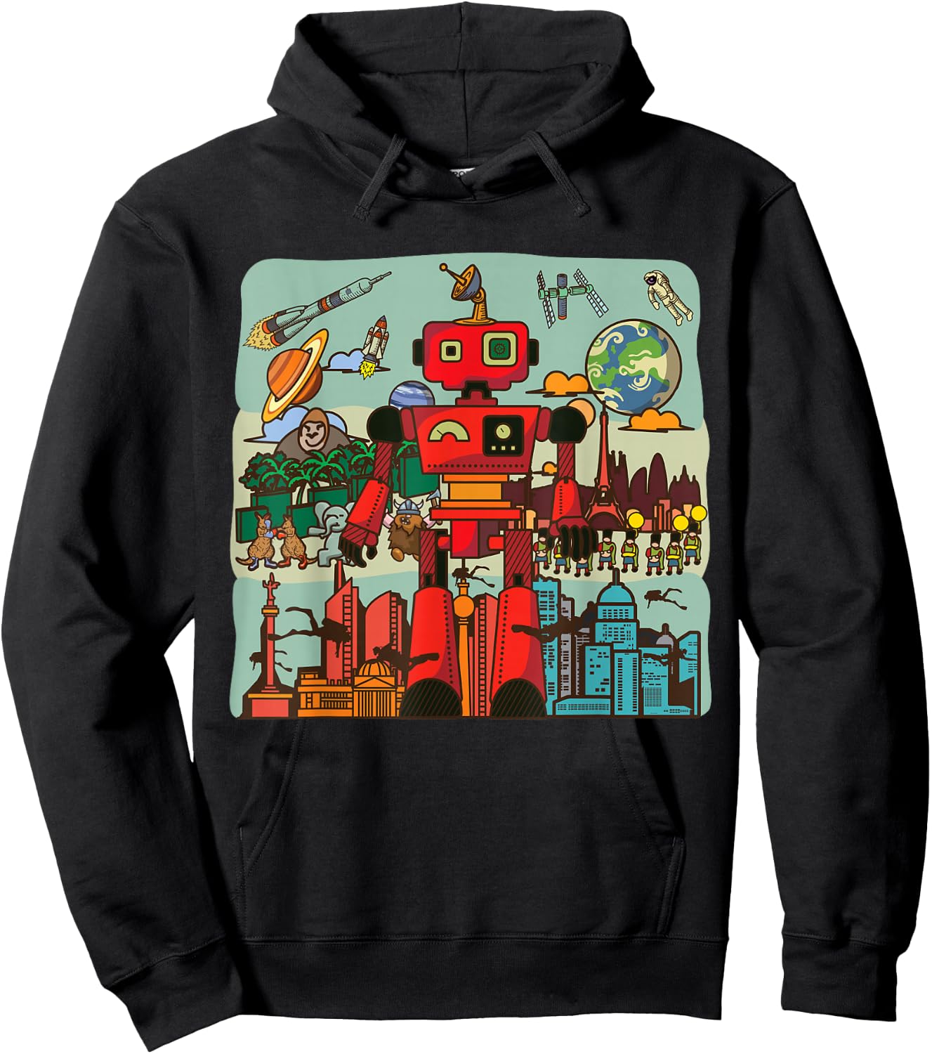 Retro Japanese Robotics Engineer Gift Funny Toy Robot Hoodie - Hoodie | Black