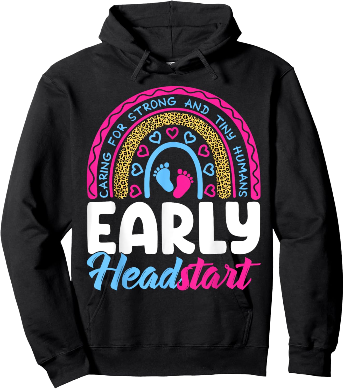 Early Headstart Teacher Head Start Leopard Back To School Hoodie - Hoodie | Black