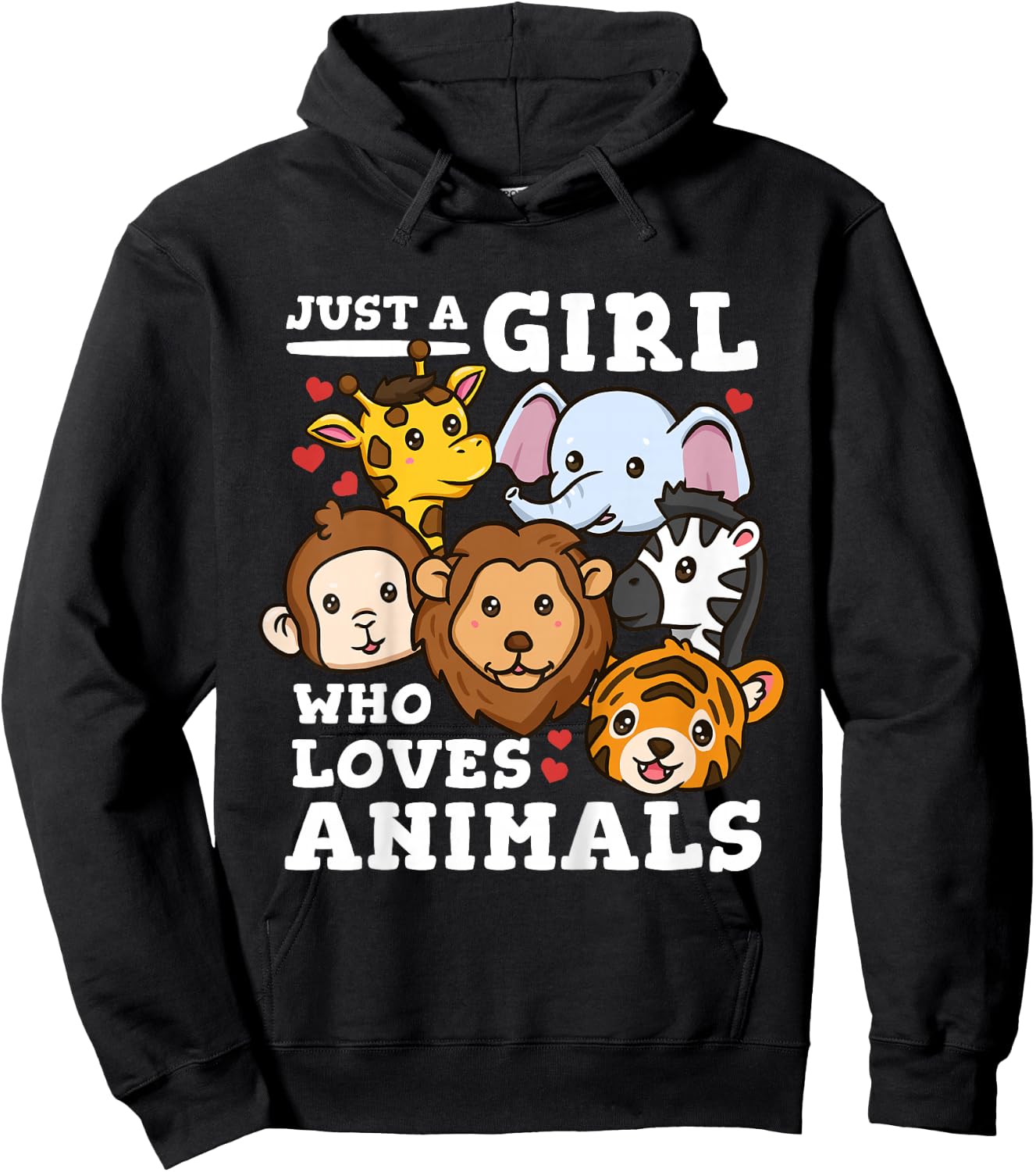 Kids Zoo Animals Elephant Giraffe Hoodie - Hoodie | Black