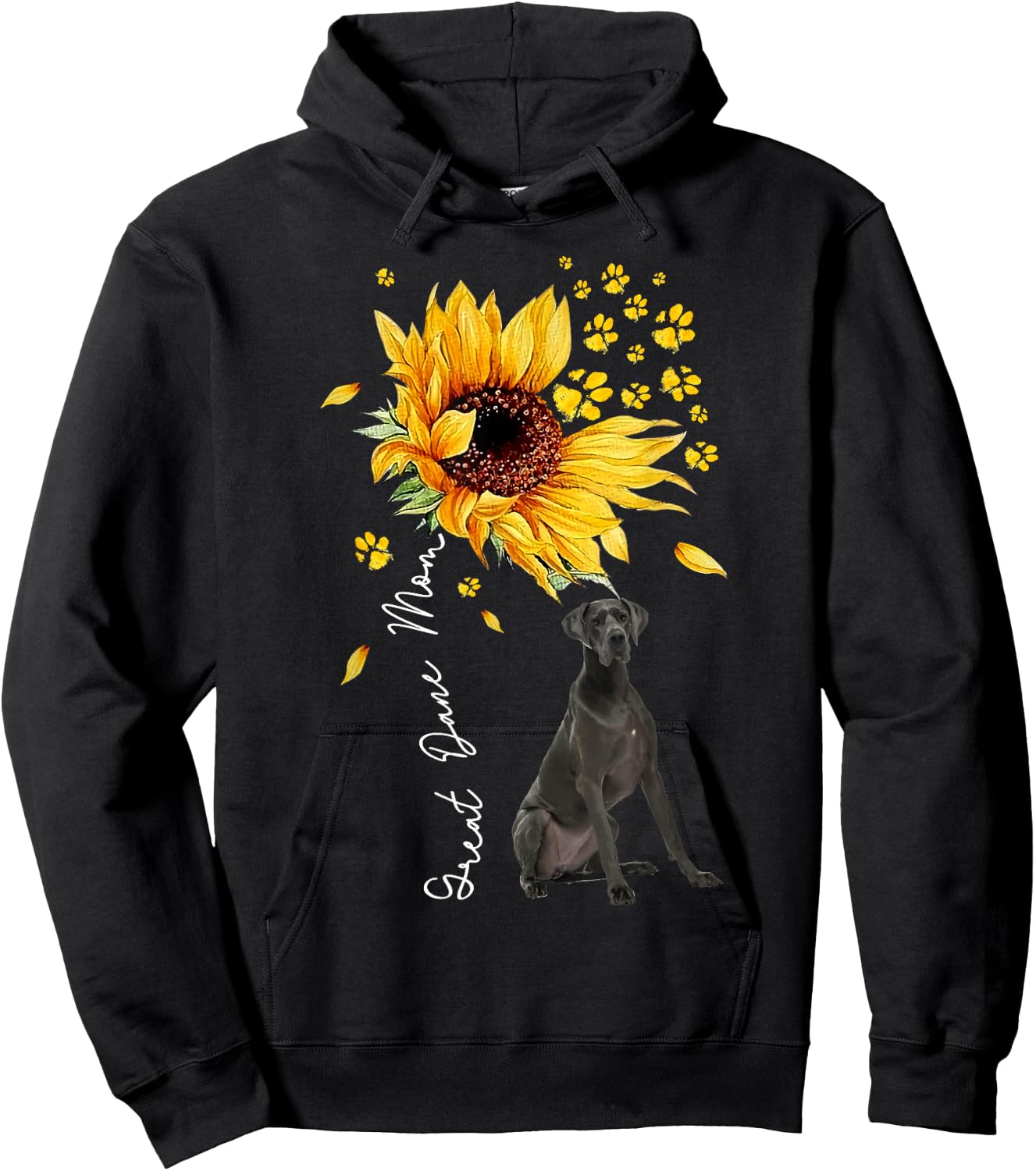 Sunflower Great Dane Mom Dog Lover Mother’s Day Hoodie - Hoodie | Black