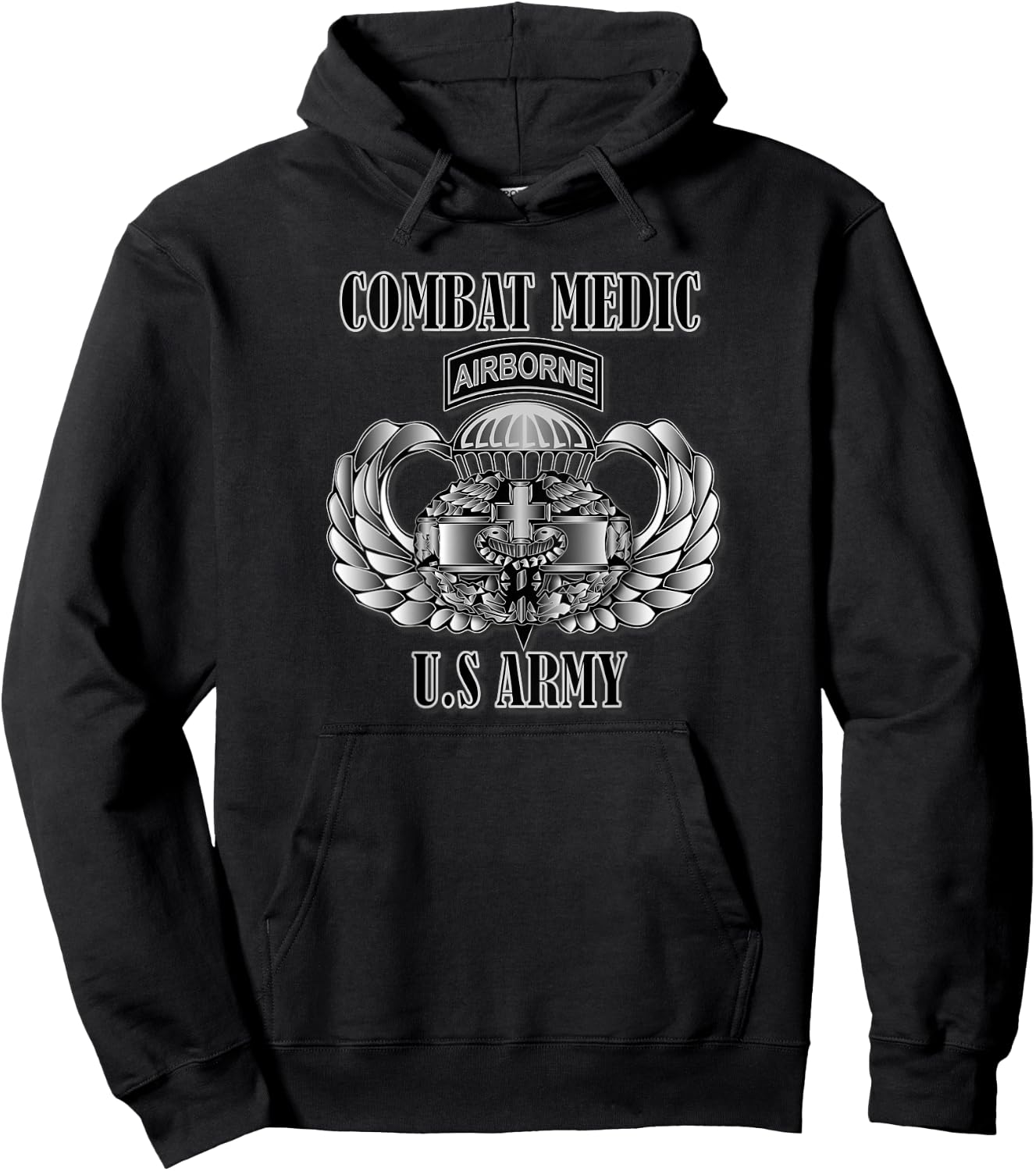 U.S. Army Combat Medic- Airborne (Back Design) Hoodie - Hoodie | Black