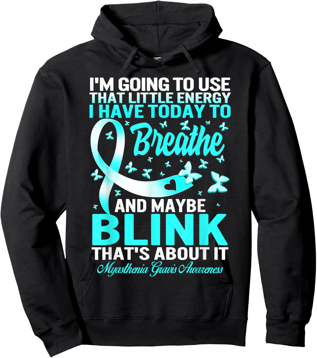 MG Awareness Myasthenia Gravis Teal Ribbon Warrior Family Hoodie - Hoodie | Black