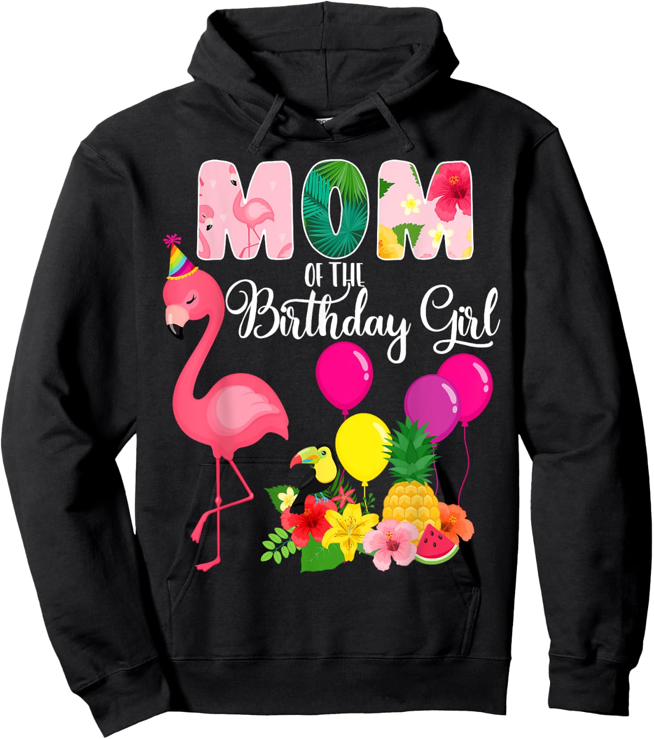 Flamingo Birthday Mom of the Birthday Girl Flamingo Birthday Hoodie - Hoodie | Black