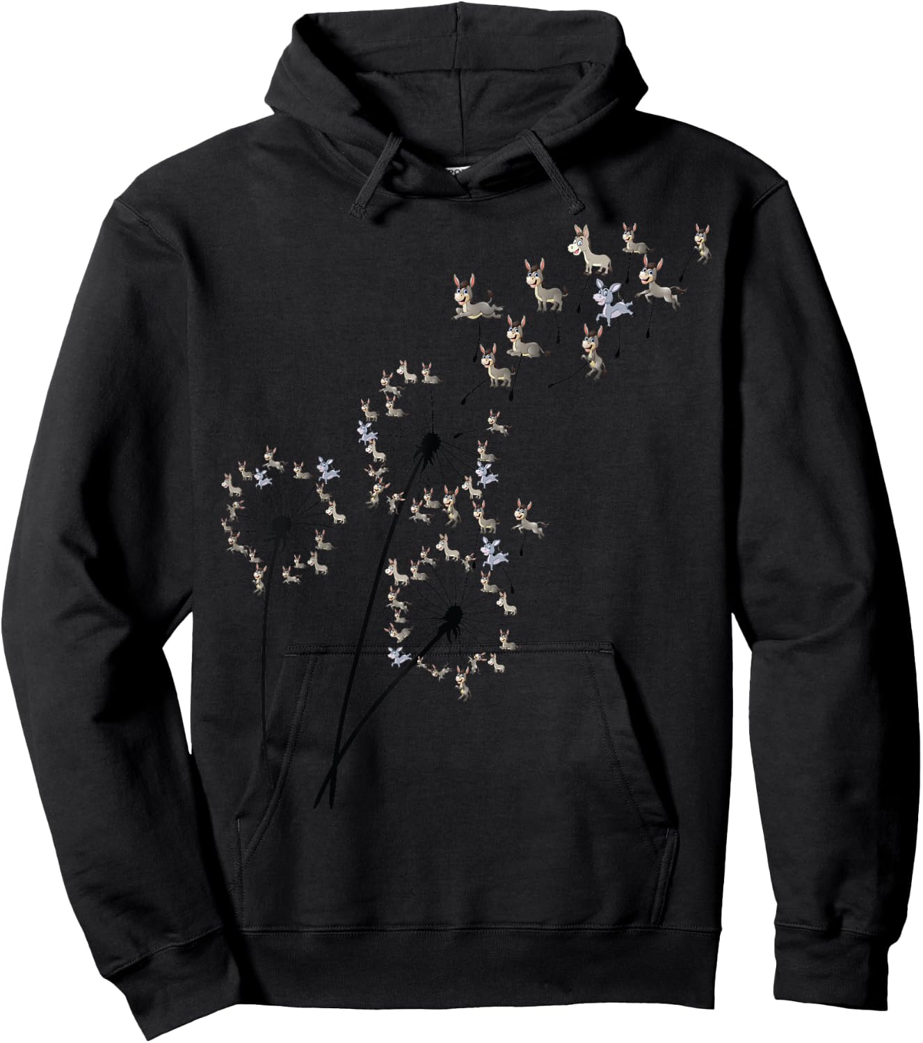 Dandelion Donkey Flower, Floral Donkey Tree Lover Hoodie - Hoodie | Black