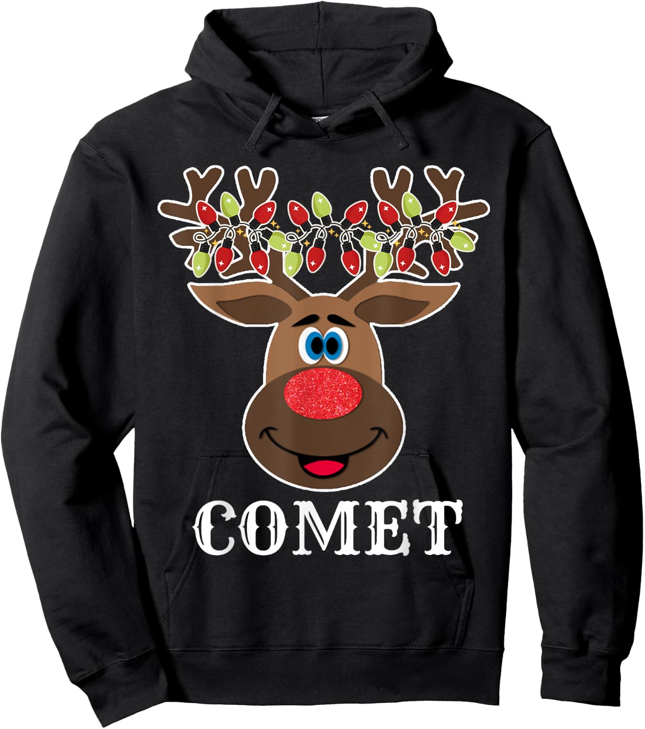 Santa Reindeer Comet Xmas Group Costume Hoodie - Hoodie | Black