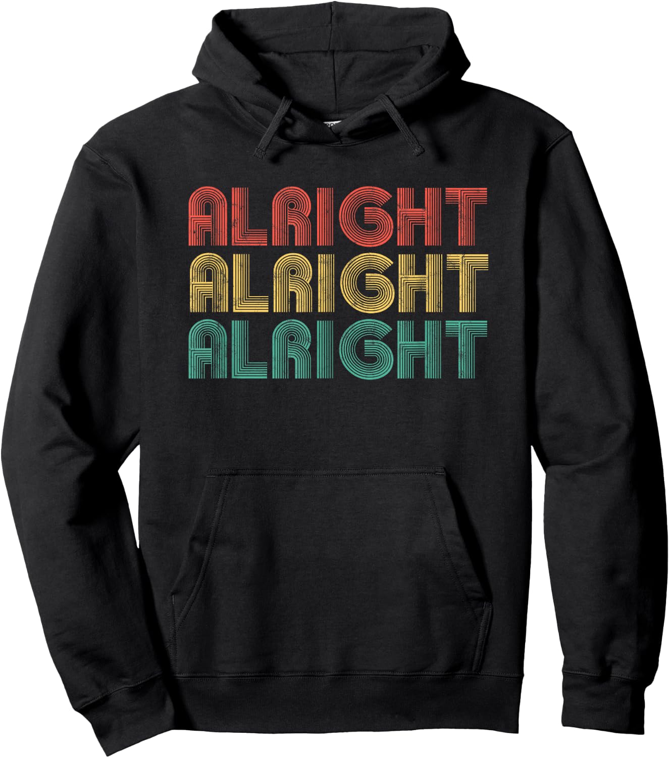 Alright Retro 70's Distressed Vintage Classic Seventies Hoodie - Hoodie | Black