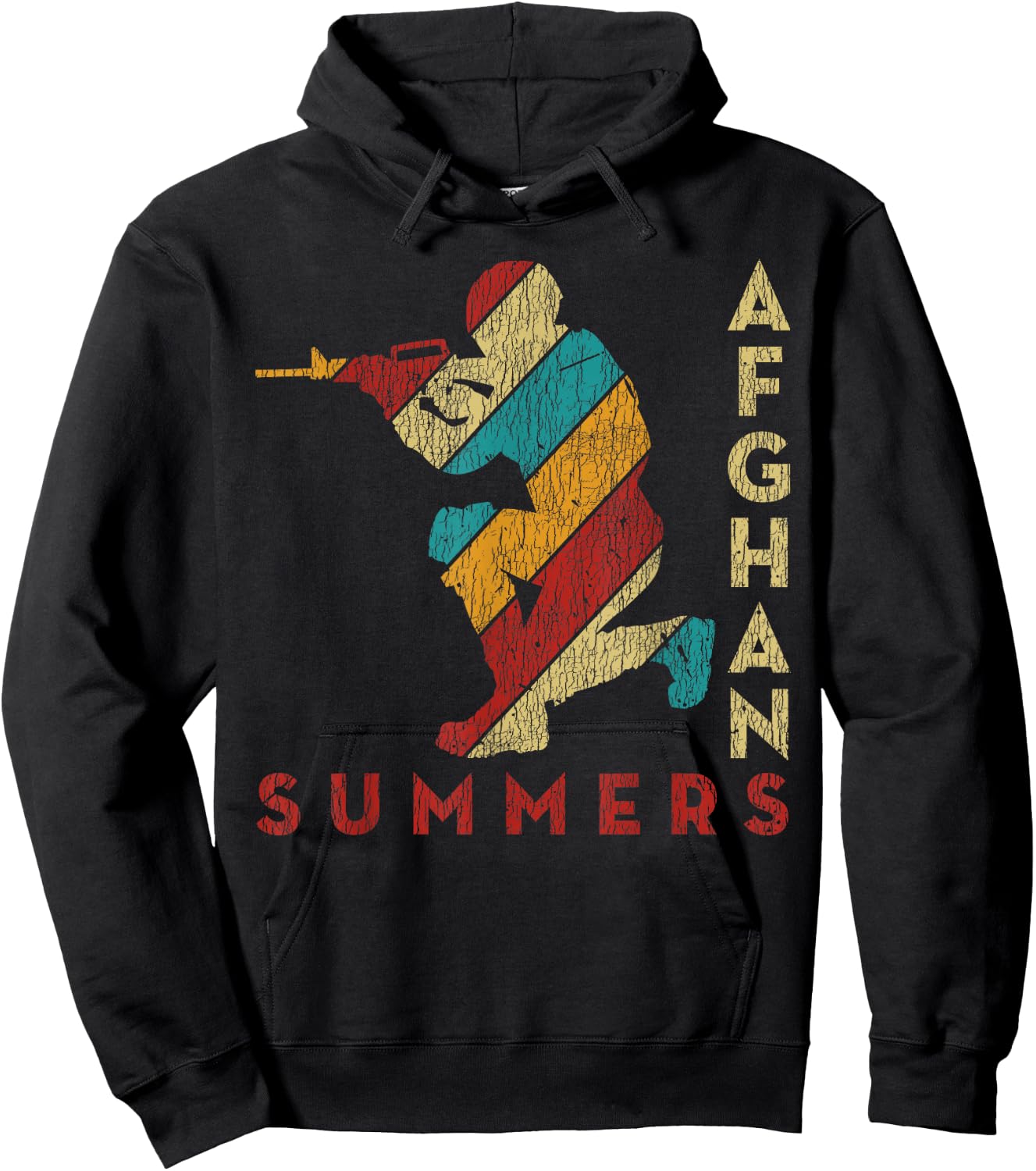 Vintage Soldier Afghan Summers Support Army Military Veteran Hoodie - Hoodie | Black
