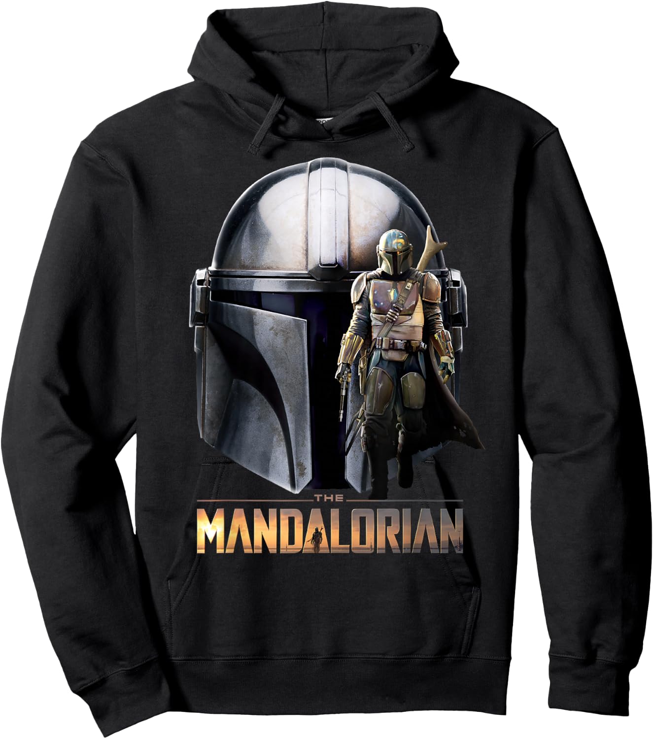Star Wars The Mandalorian Helmet Portrait Mashup Hoodie - Hoodie | Black