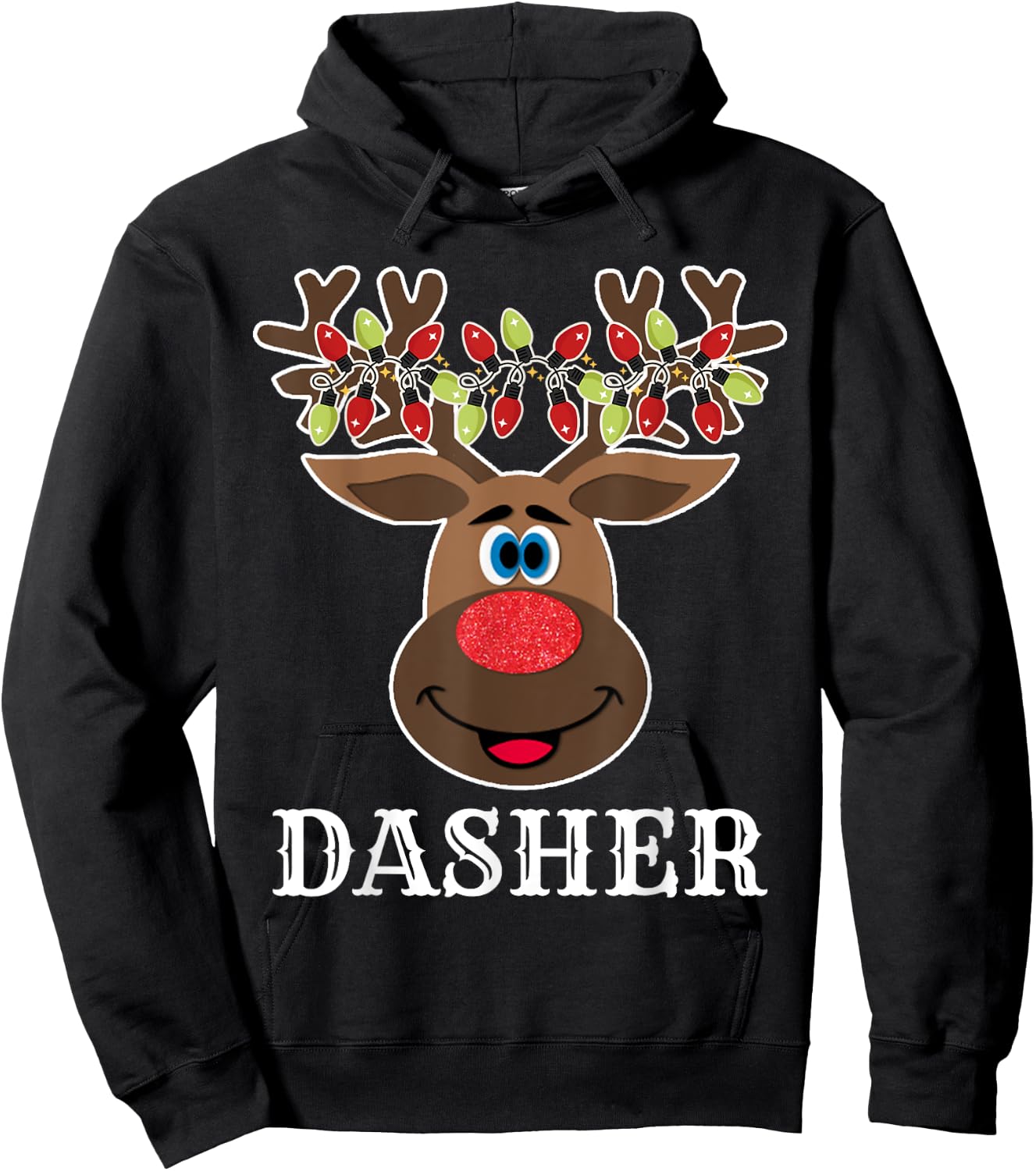 Santa Reindeer Dasher Xmas Group Costume Hoodie - Hoodie | Black
