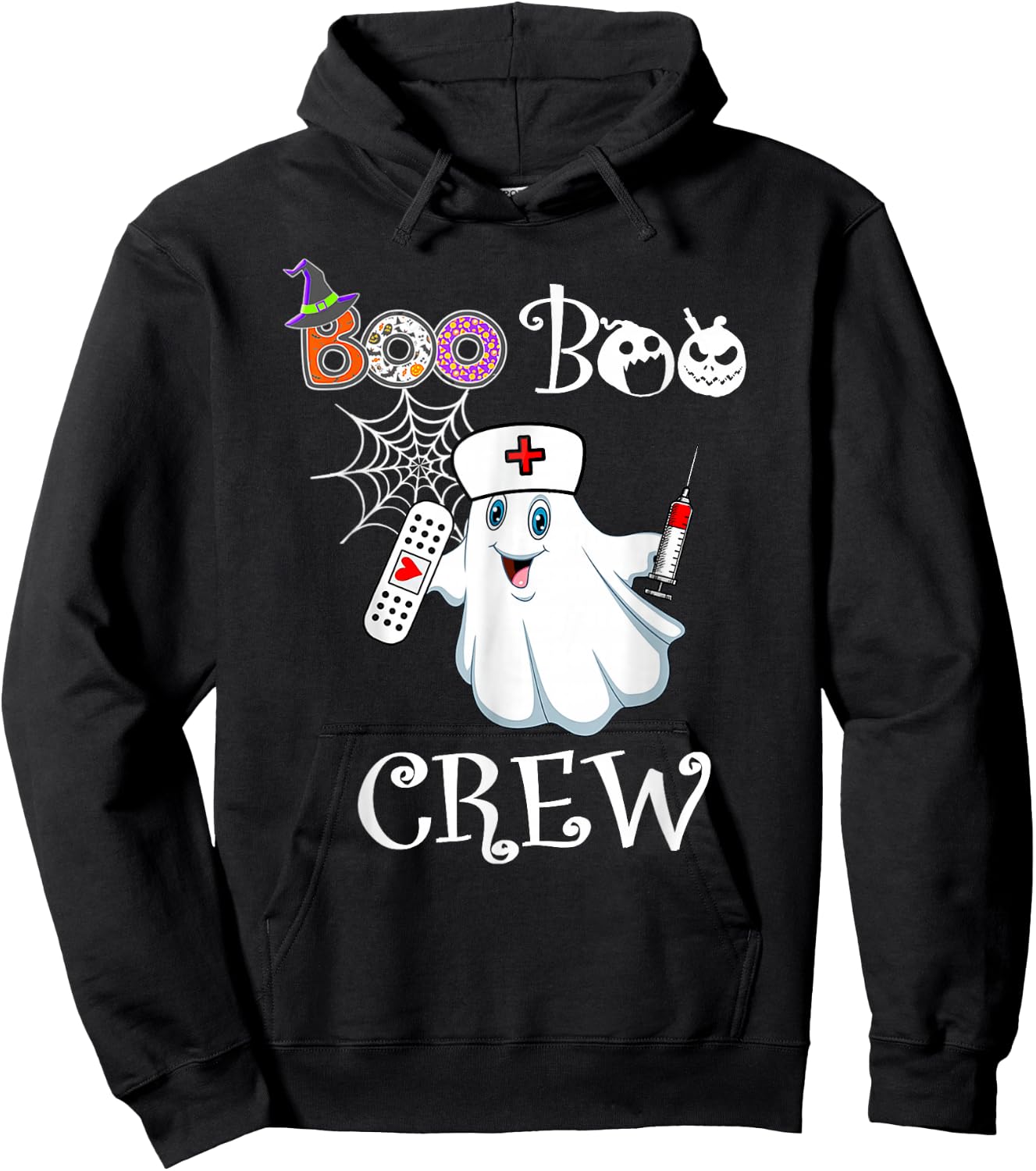 Boo Boo Crew Funny Ghost Paramedic EMT EMS Nurse Halloween Hoodie - Hoodie | Black