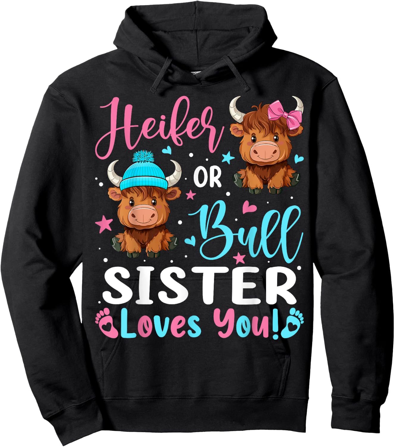 Bull or Heifer Sister Loves You Highland Cow Lover Hoodie - Hoodie | Black
