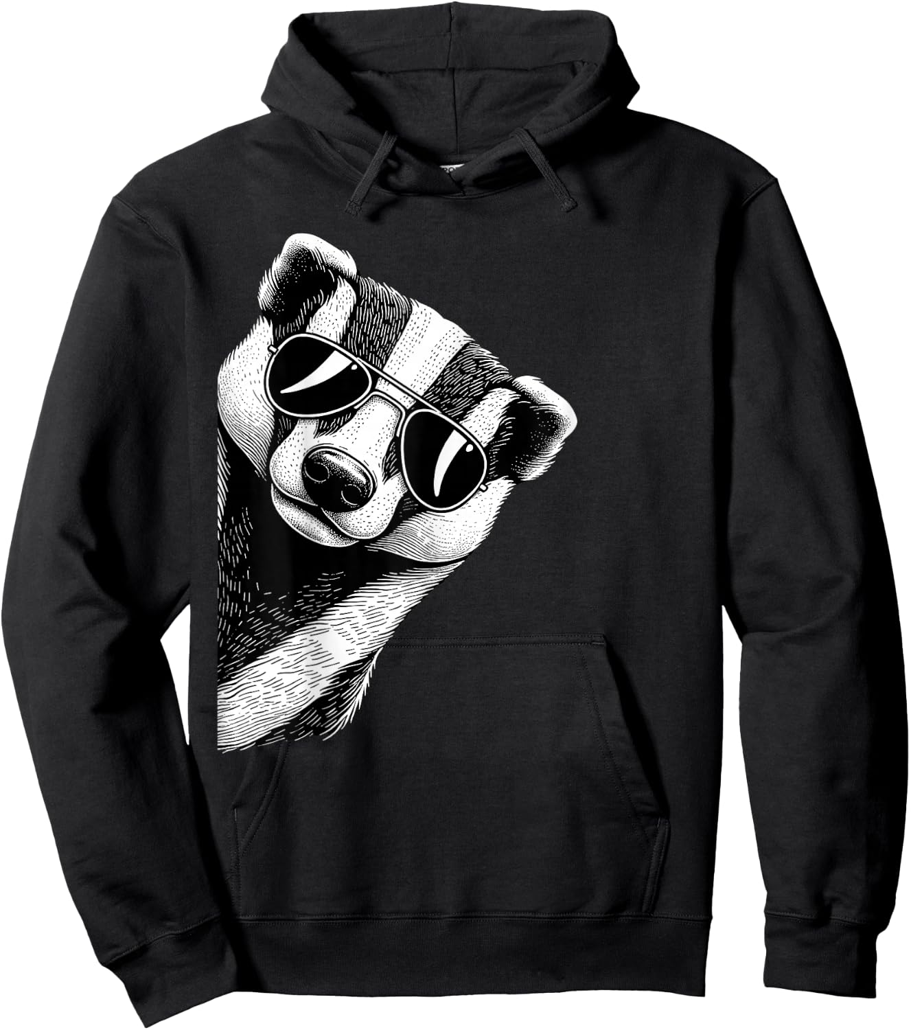 Funny Honey Badger Art Wearing Sunglasses Hoodie - Hoodie | Black