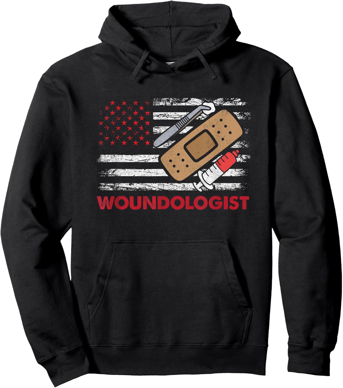 Wound Care Nurse Woundologist American Flag Ostomy Nurse Hoodie - Hoodie | Black