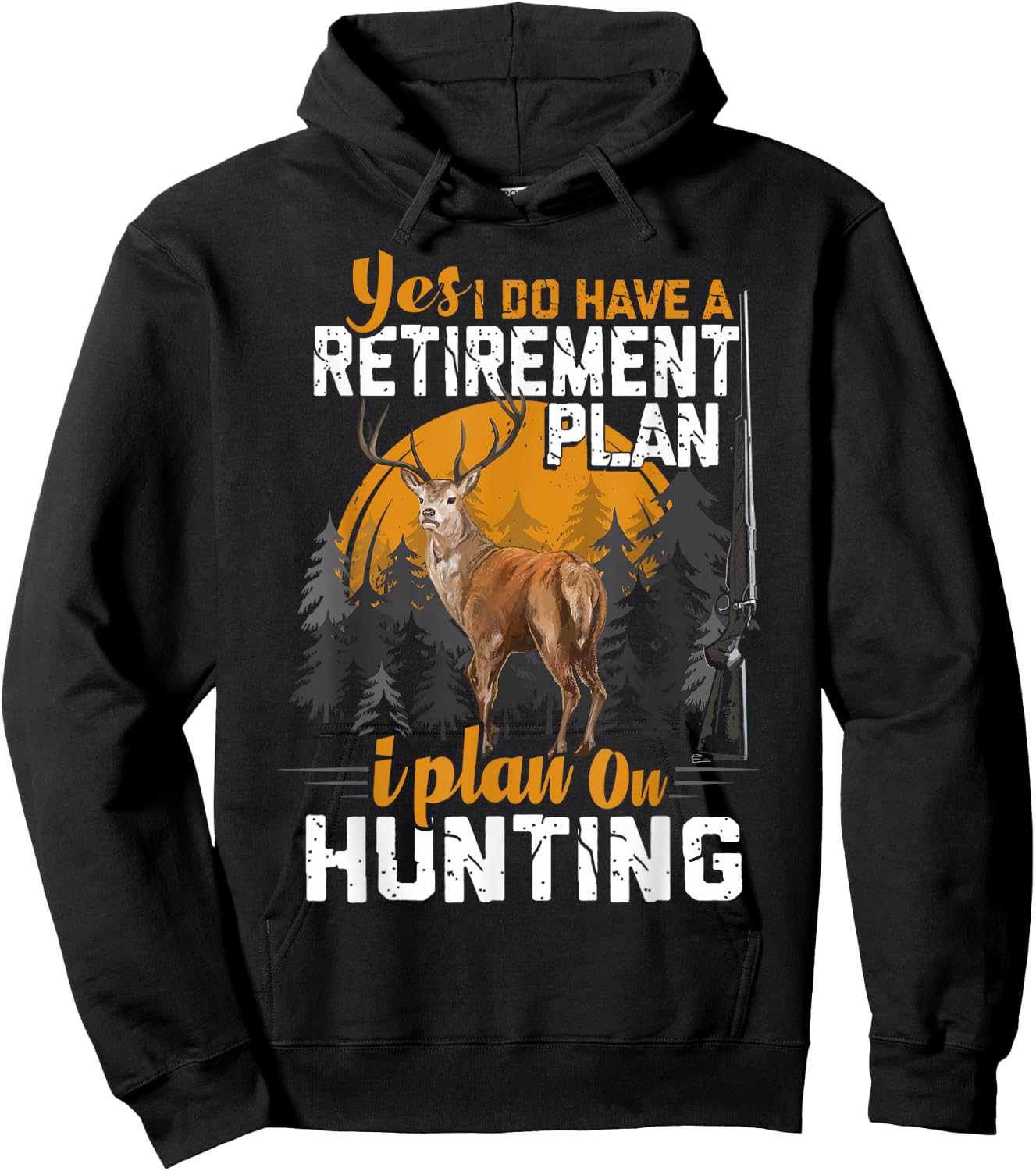 Retired Funny Deer Hunter Vintage Retirement Plan Hunting Hoodie - Hoodie | Black