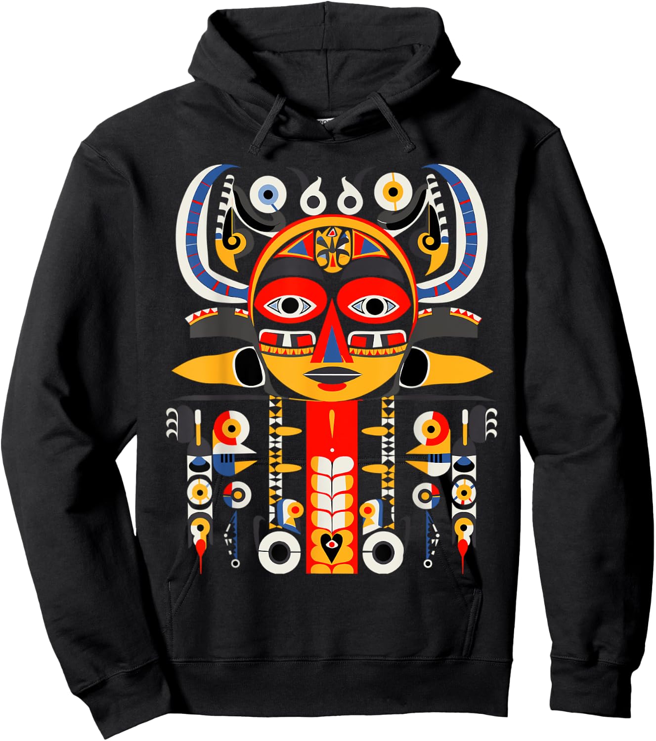 Totem Pole in Pacific Northwest Coastal Art Style Hoodie - Hoodie | Black