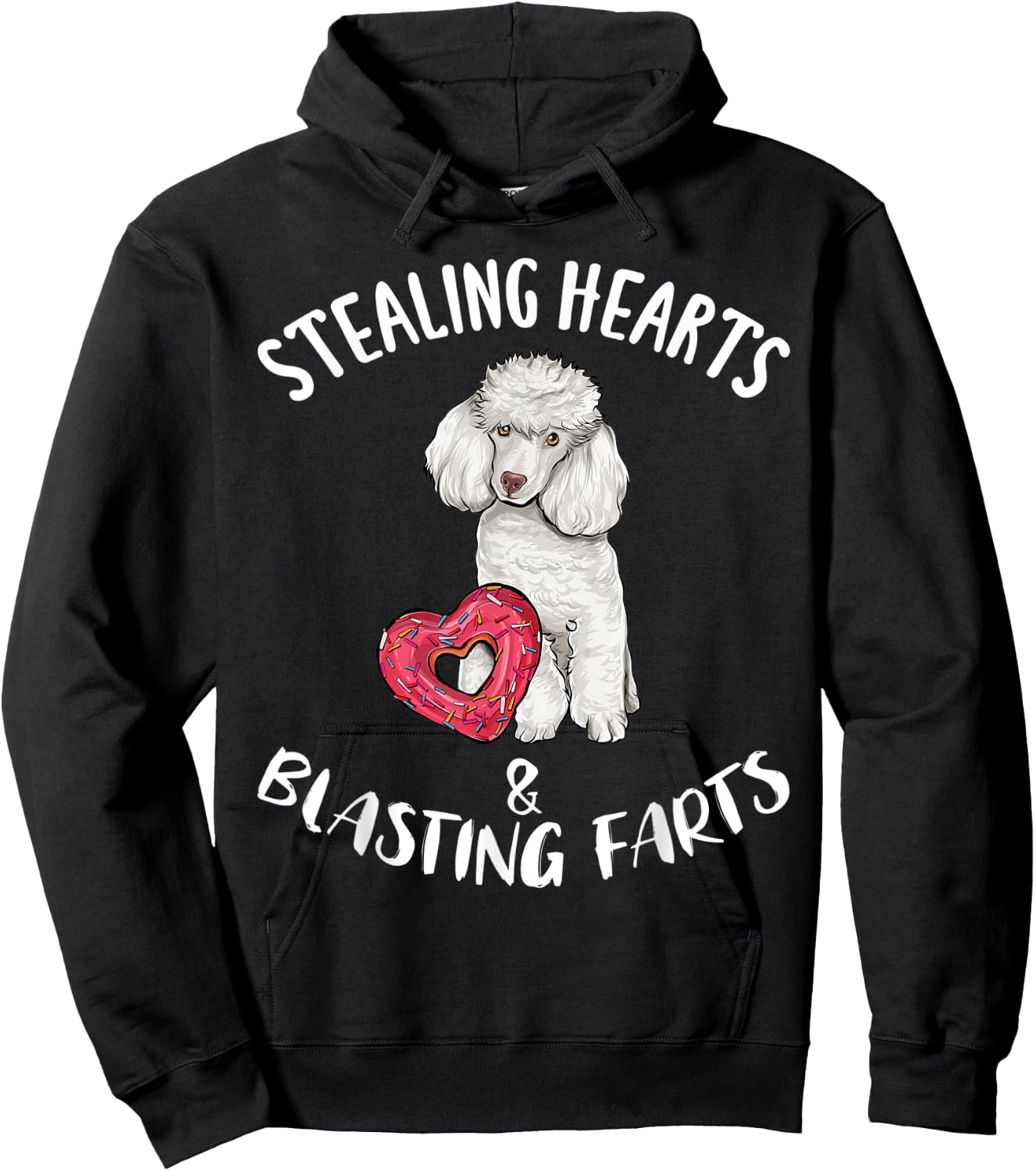 Stealing Hearts Blasting Farts Poodle Valentines Day Hoodie - Hoodie | Black