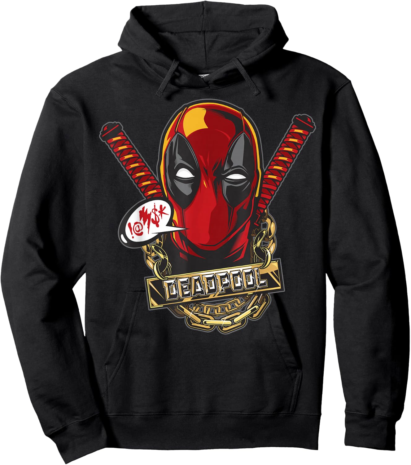 Marvel Deadpool Gold Plated Portrait Hoodie - Hoodie | Black