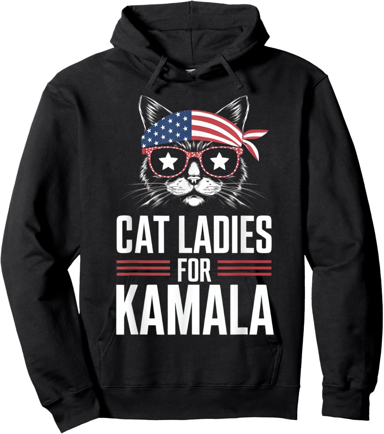 Cat Ladies for Kamala Funny Cat 2024 President Kamala-Harris Hoodie - Hoodie | Black