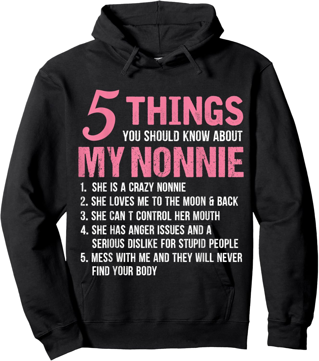 5 Things You Should Know About My Nonnie Funny Grandma Hoodie - Hoodie | Black
