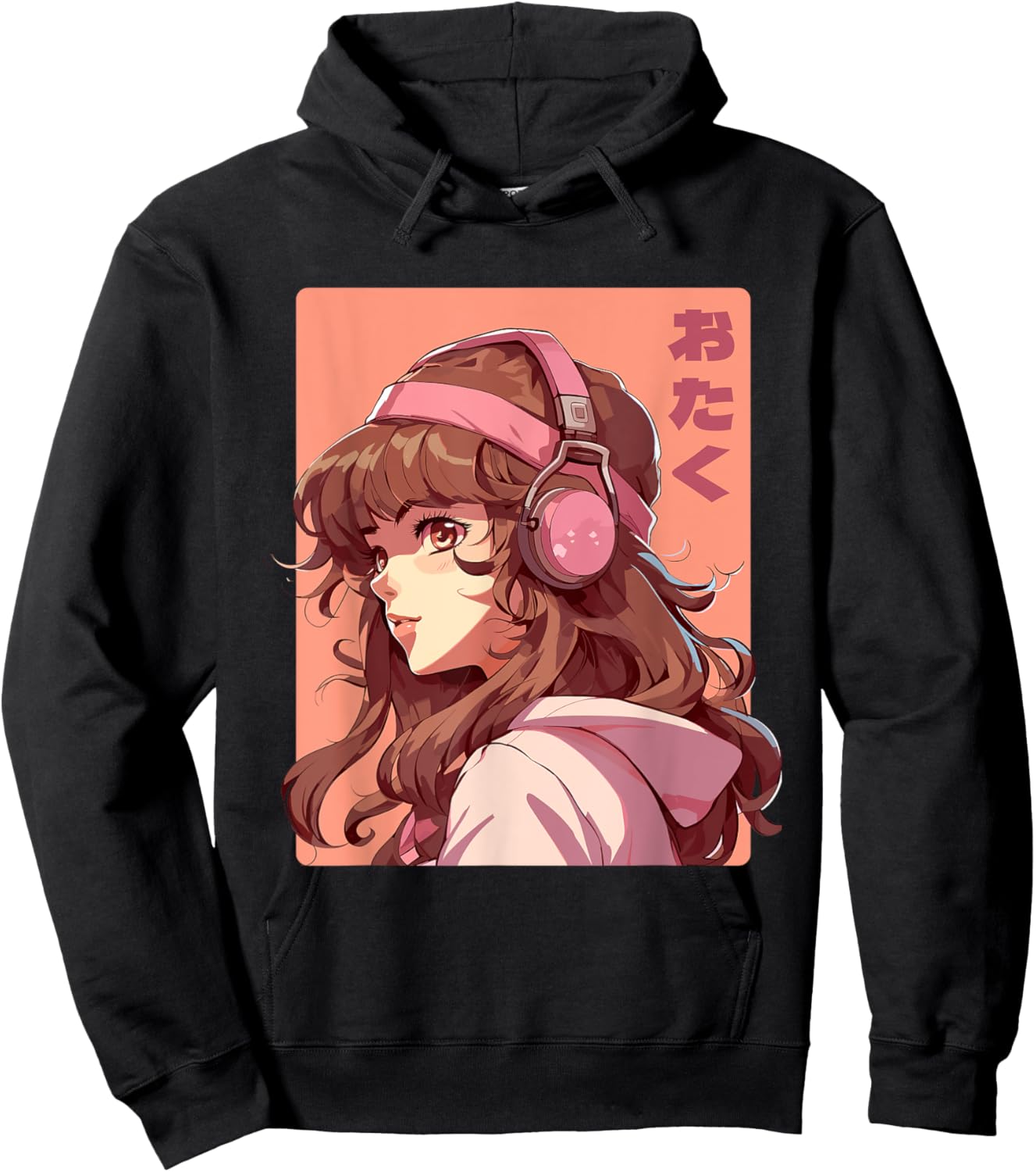 Anime Music Headphones Lofi Otaku Manga Girl Hoodie - Hoodie | Black