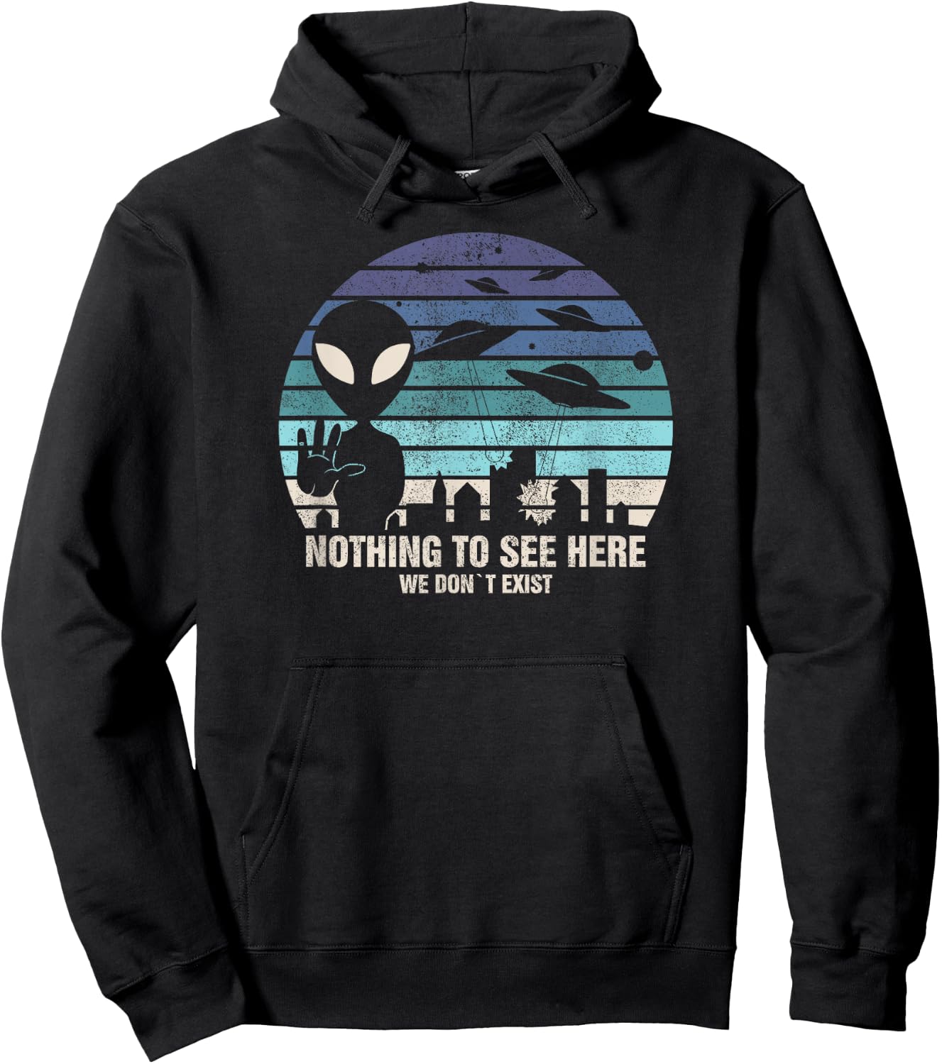 Aliens Nothing To See Here I UFO Alien Roswell Hoodie - Hoodie | Black