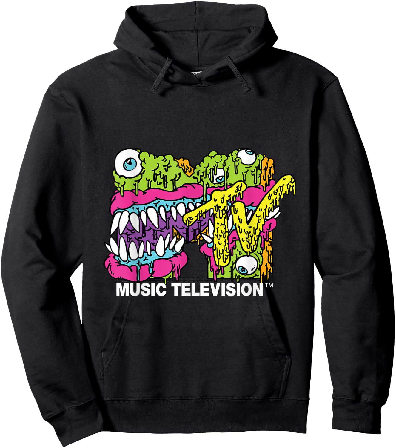 MTV Classic Logo Monster Design Hoodie - Hoodie | Black