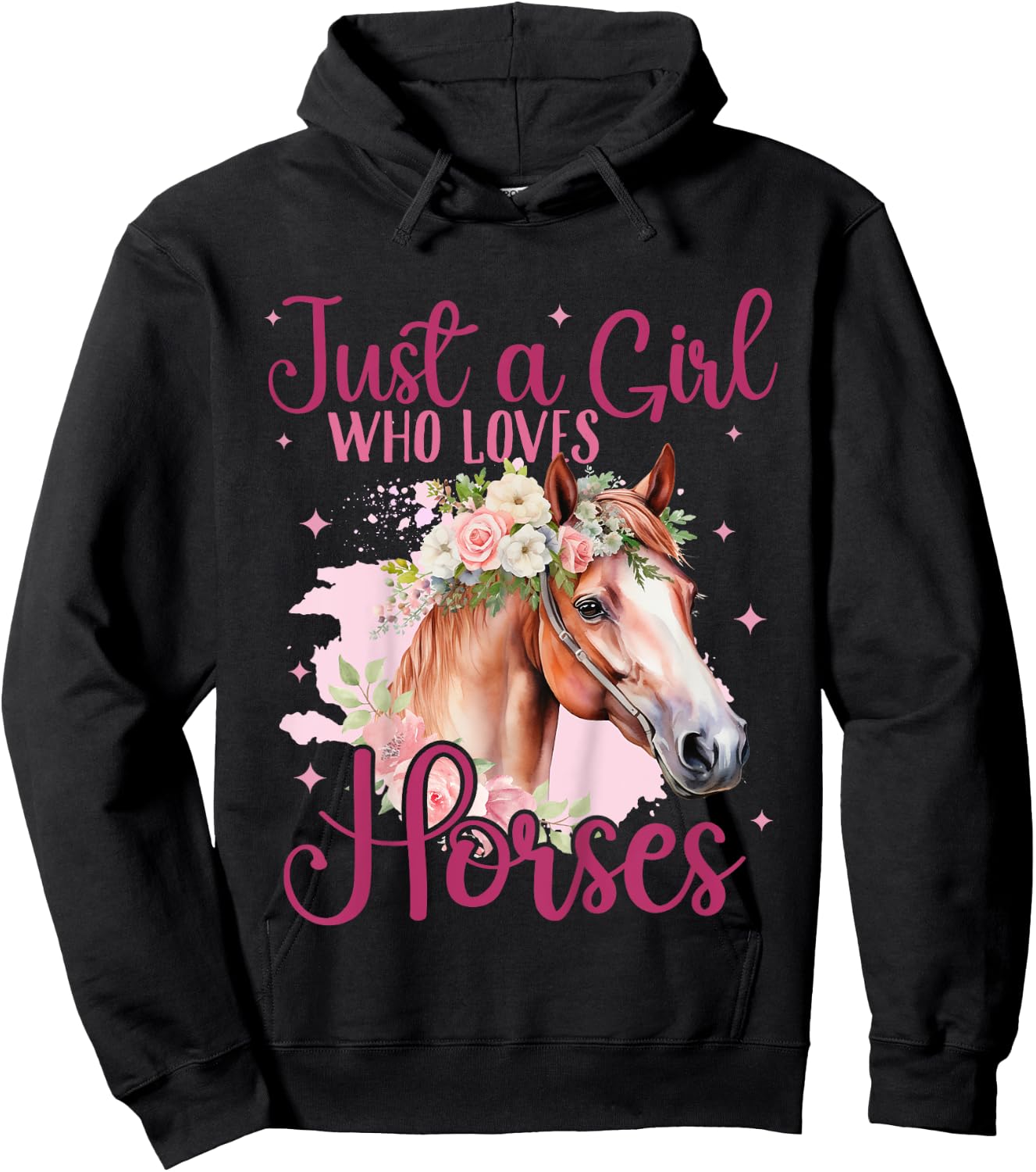 Kids Just a girl who loves Horses Riding Horse Lover Horse Girl Hoodie - Hoodie | Black