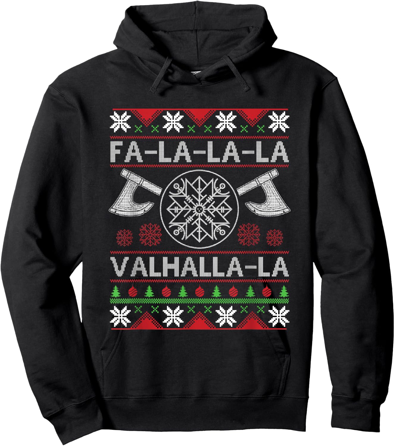 Fa-La-La-La Valhalla-La Viking God Ugly Christmas Design Hoodie - Hoodie | Black
