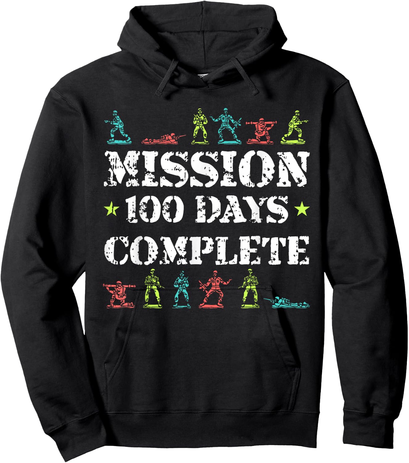 100 Days Of School Toy Army Mission Complete Student Gifts Hoodie - Hoodie | Black