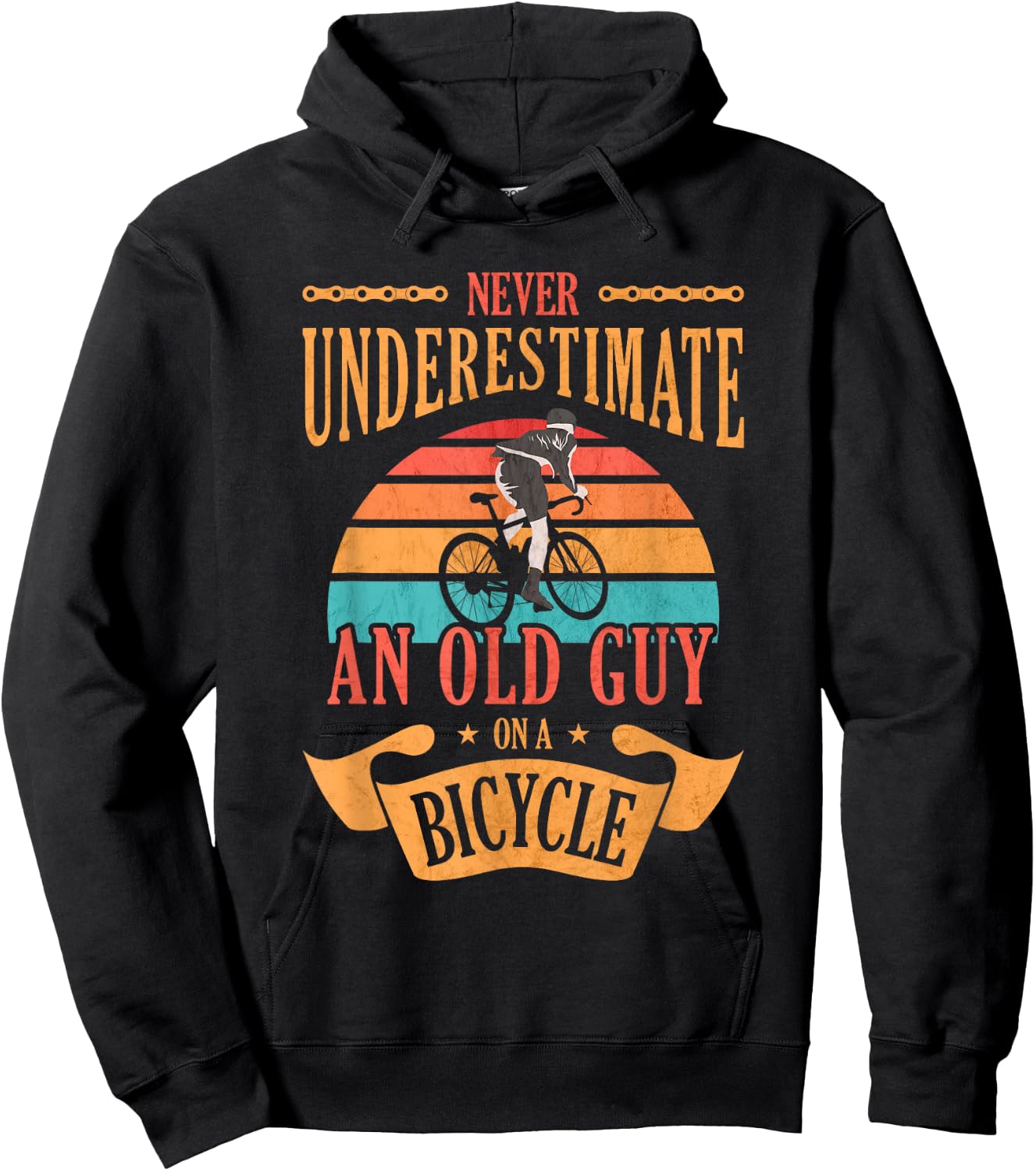 Never Underestimate An Old Guy On A Bicycle Cycling Hoodie - Hoodie | Black