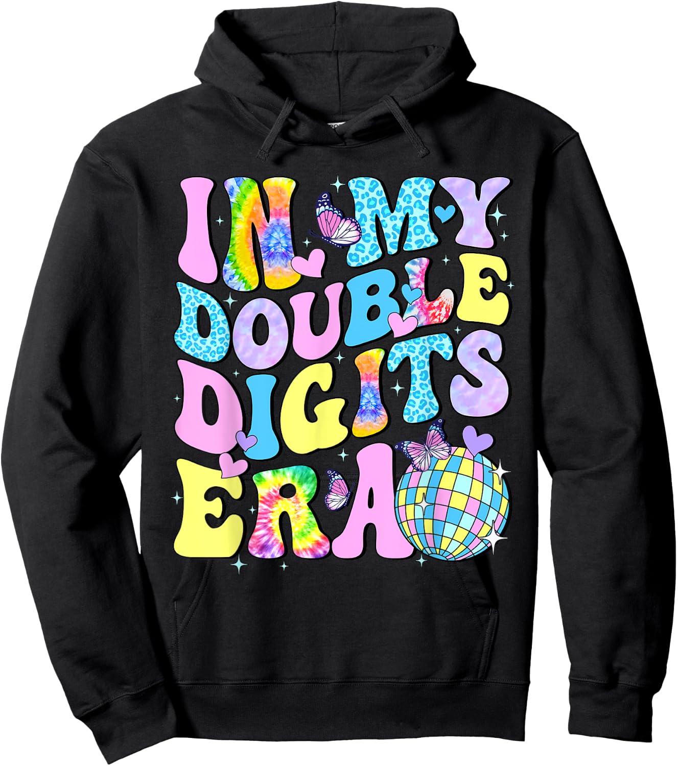 In My Double Digits Era Retro 10th Birthday 10 Years Old Hoodie - Hoodie | Black