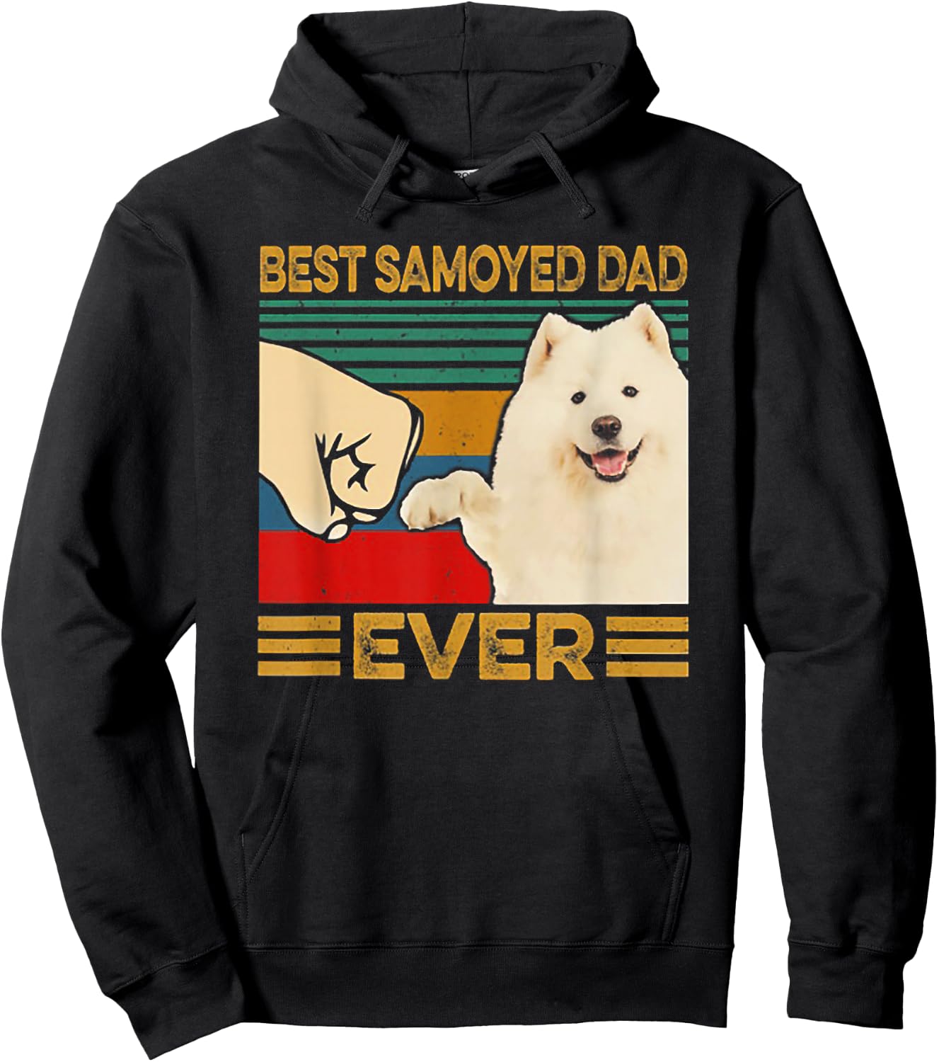 Best Samoyed Dad Ever Retro Vintage Father's Day Gift Hoodie - Hoodie | Black