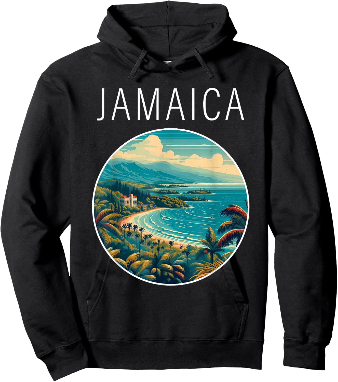 Jamaica Scenery Art Deco Hoodie - Hoodie | Black