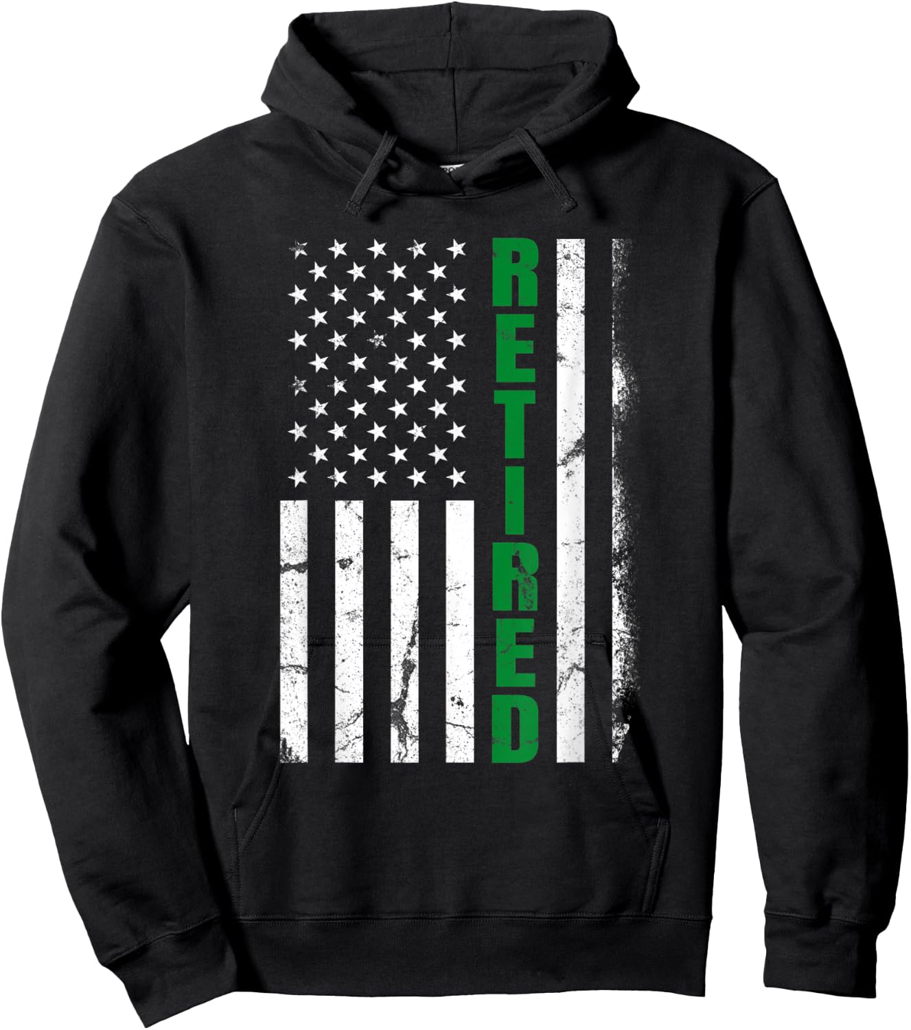 Retired Military Border Patrol Thin Green Line US Flag Hoodie - Hoodie | Black