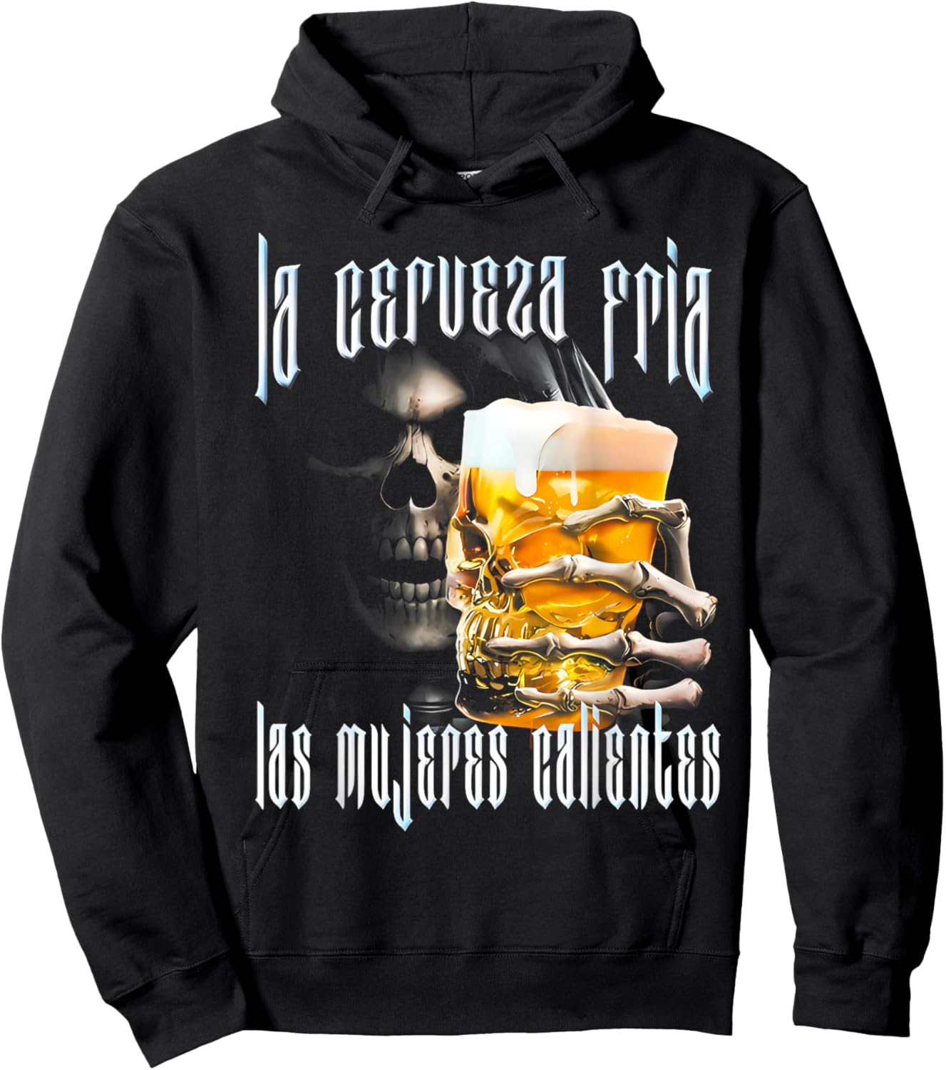 La Cerveza Fria Y Las Mujeres Calientes Calacas Chidas Gym Hoodie - Hoodie | Black