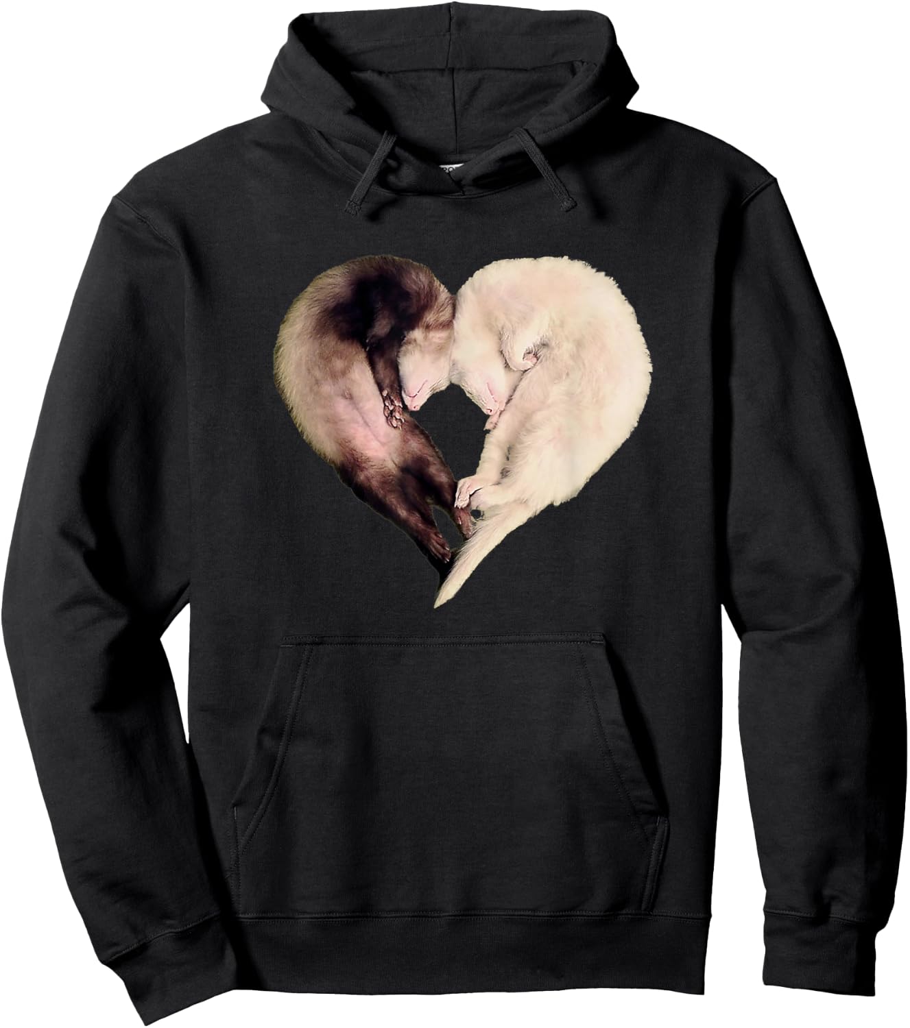 I Love My Funny Ferret Heart Graphic Ferret Owner Hoodie - Hoodie | Black