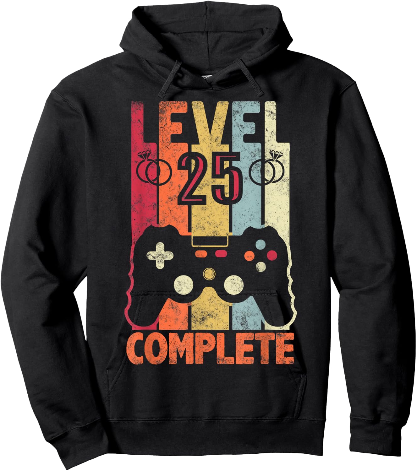 Level 25 Complete retro Vintage 25th Wedding Anniversary Hoodie - Hoodie | Black