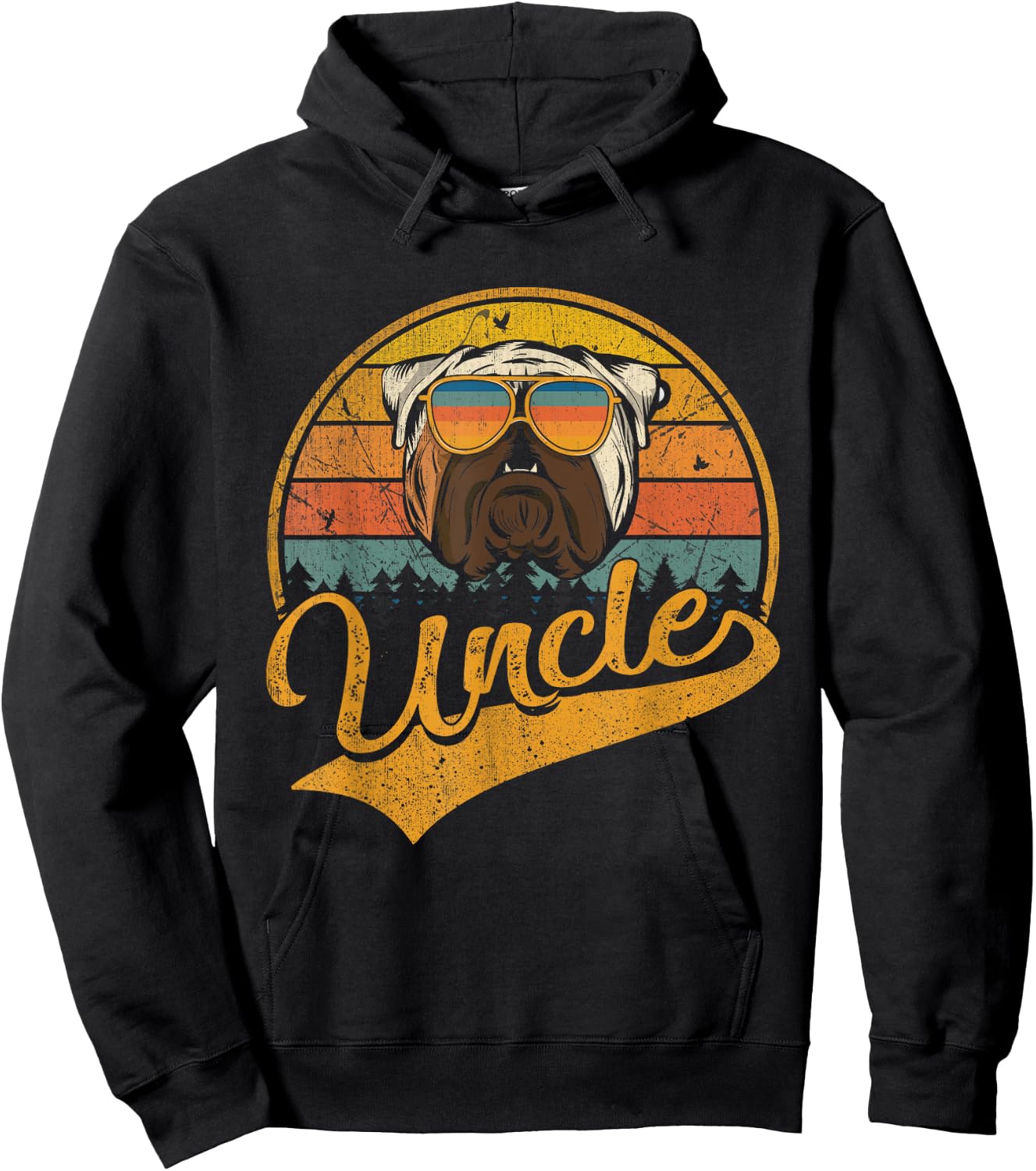Father's Day Gifts Retro Vintage English Bulldog Uncle Women Girls Kids Hoodie - Hoodie | Black