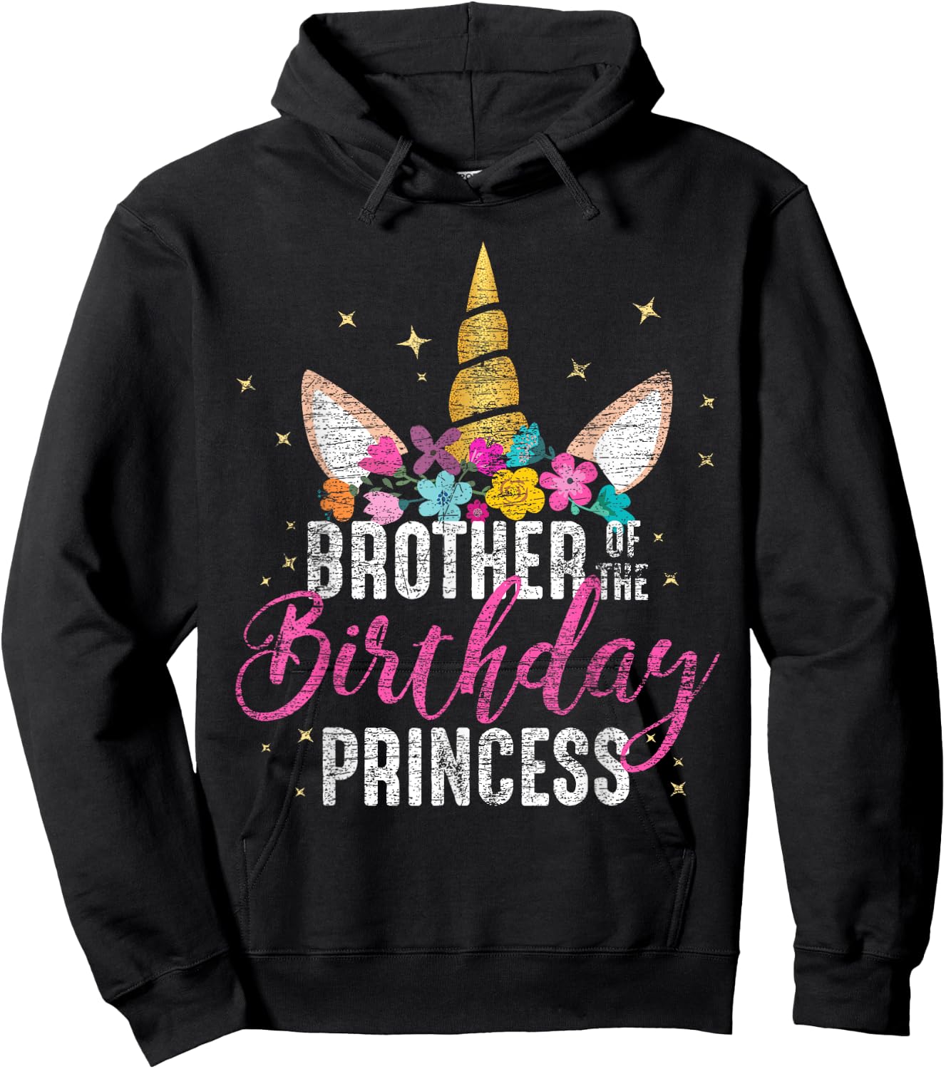 Brother Of The Birthday Princess Gift Unicorn Birthday Hoodie - Hoodie | Black