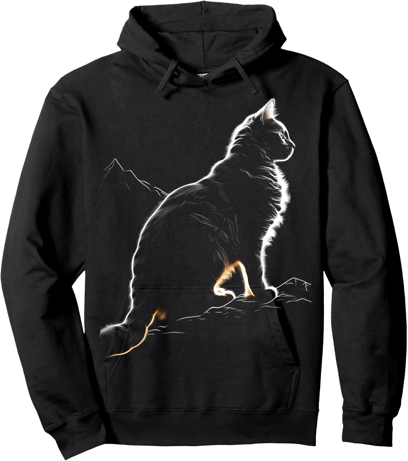 Cat Illustration Drawing Animal Art Graphic Cat Hoodie - Hoodie | Black
